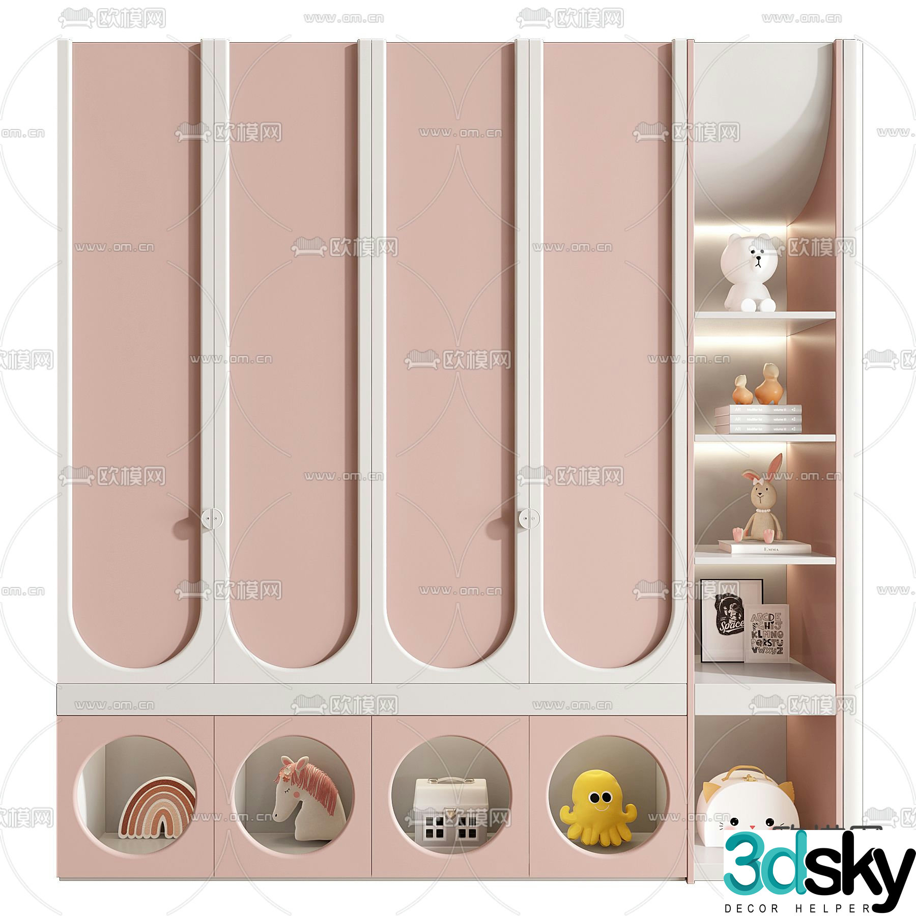 Children’s Wardrobe Children’s Bookcase 3D Model