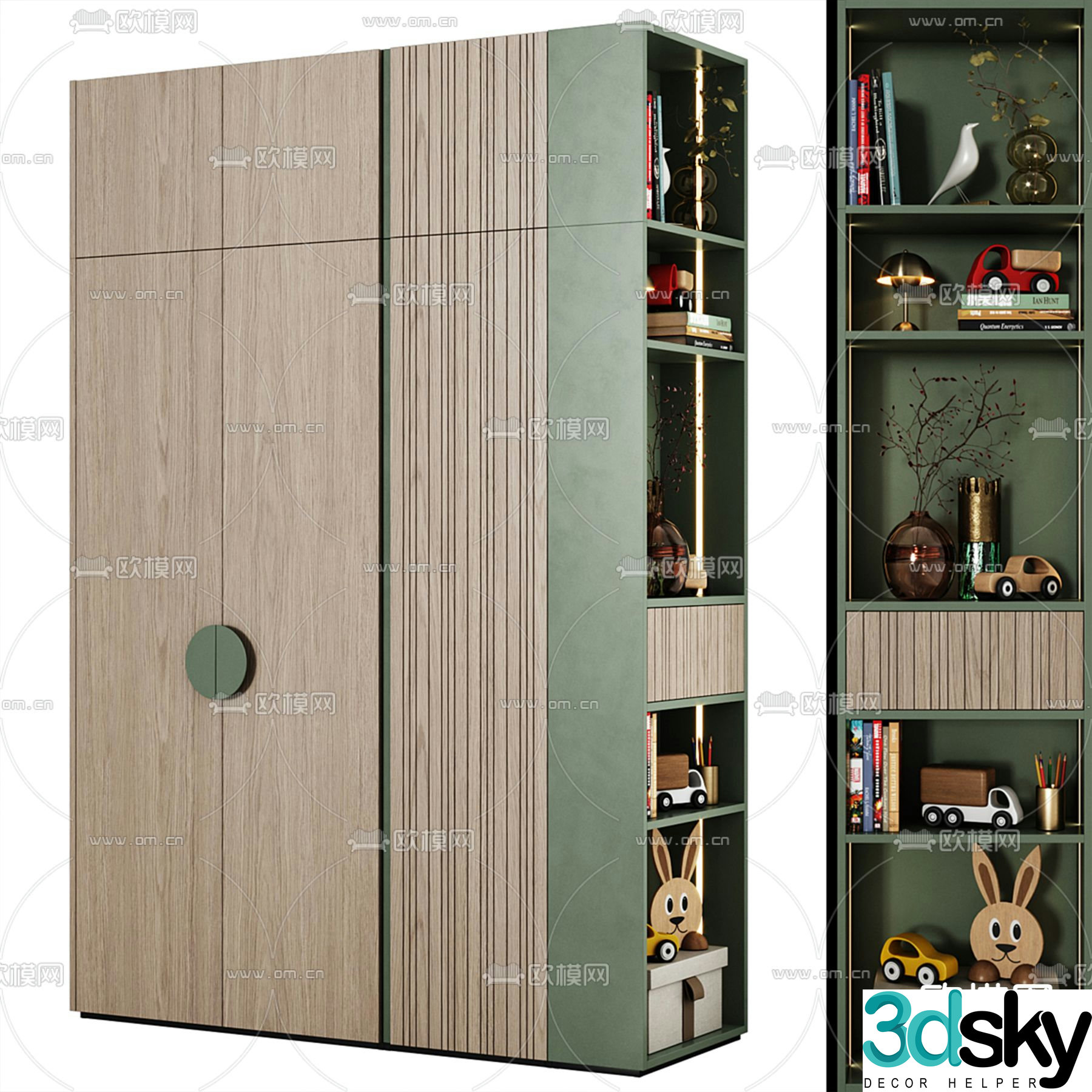 Children’s bookcase storage cabinet 3d model