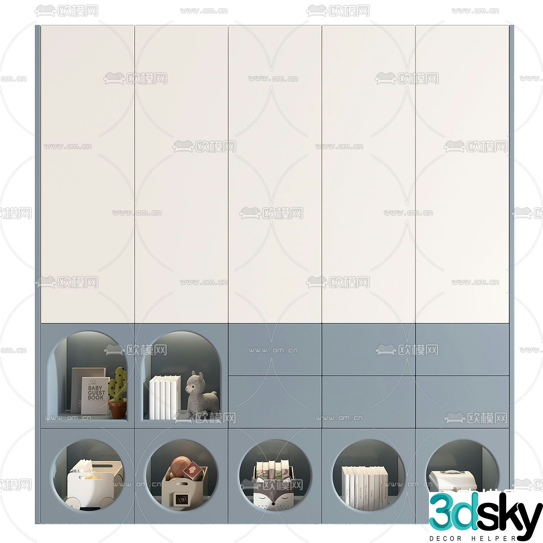 Children’s bookcase storage cabinet 3d model