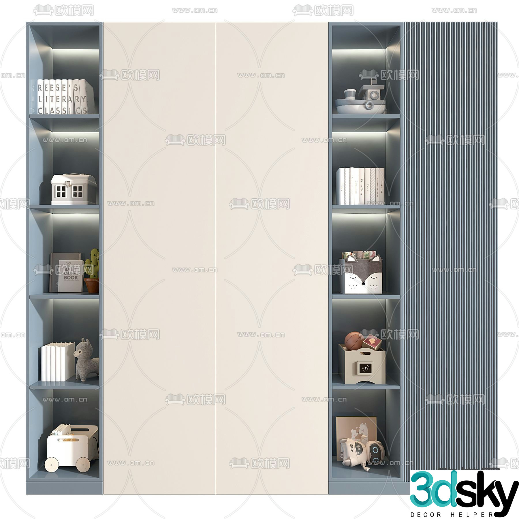 Children’s bookcase storage cabinet 3d model