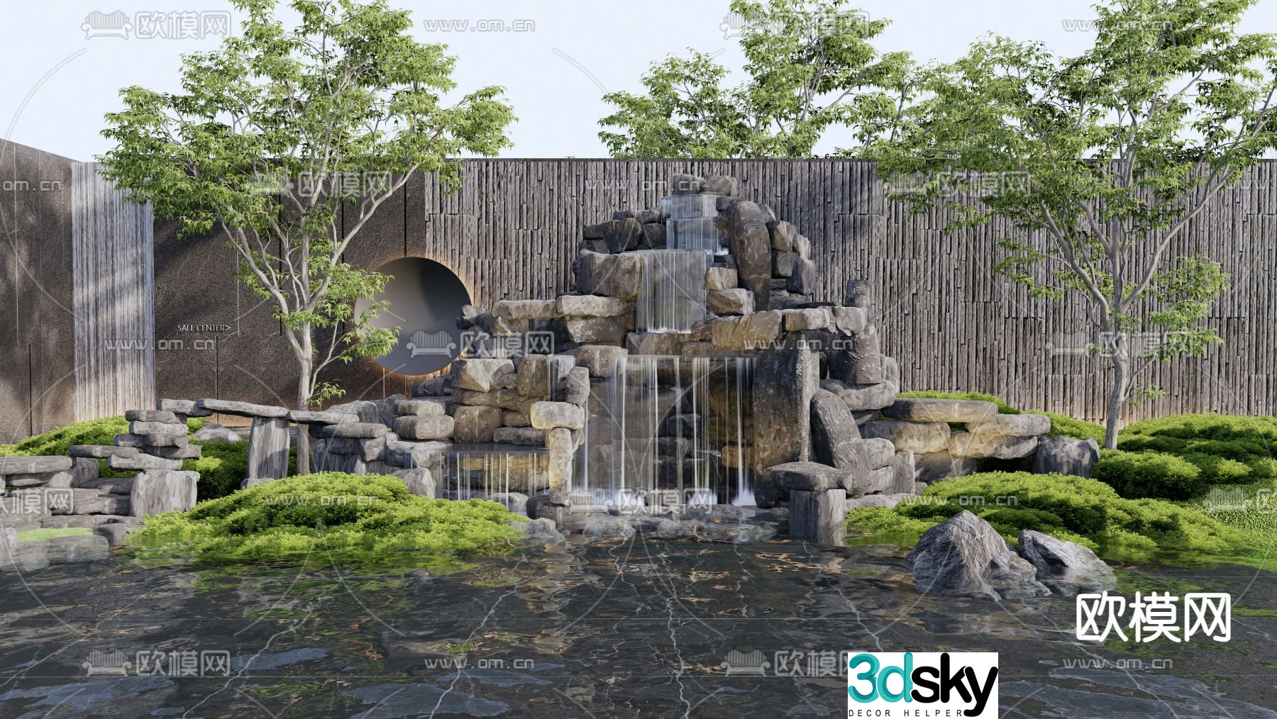 Rockery water feature water feature wall 3d model