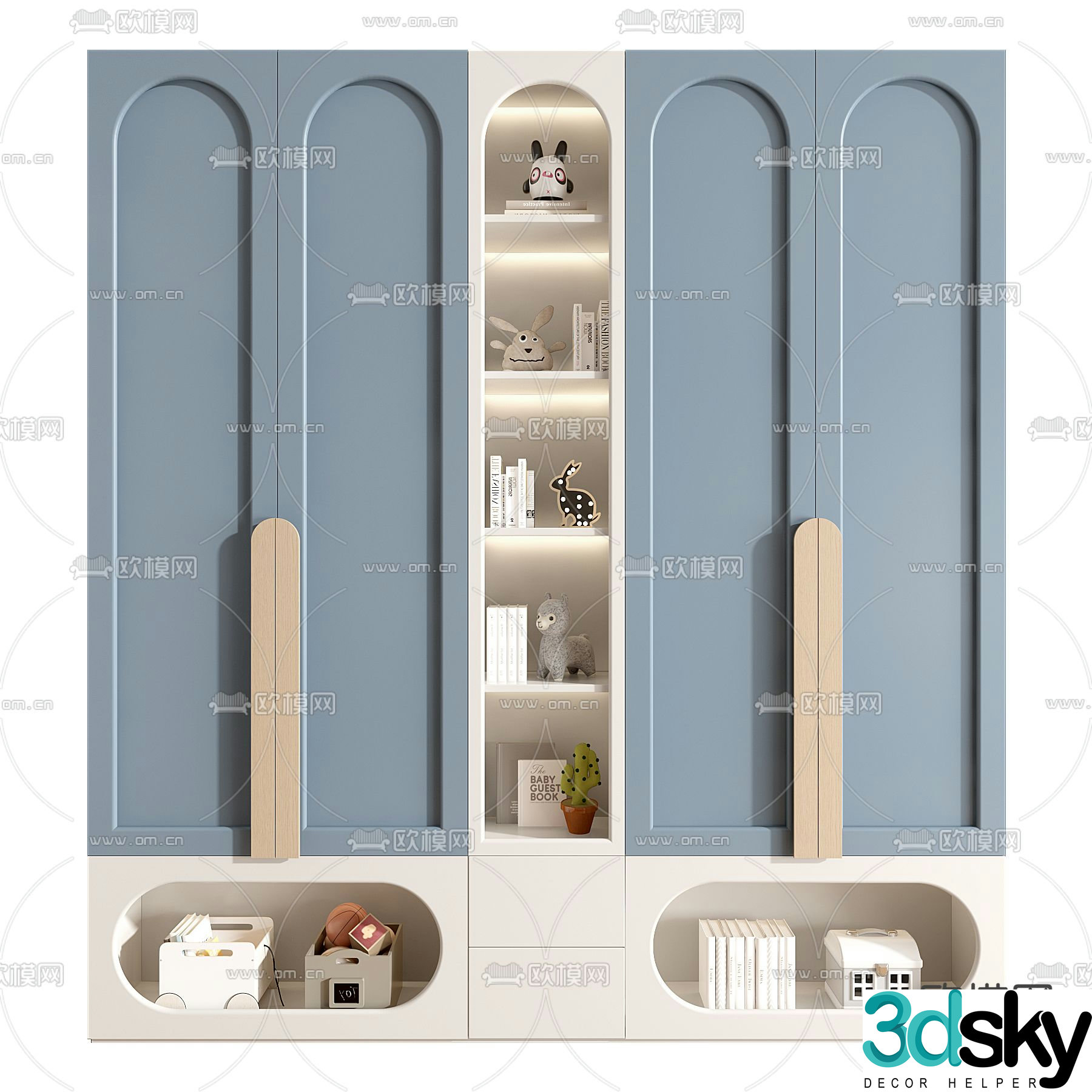 Children’s bookcase storage cabinet 3d model