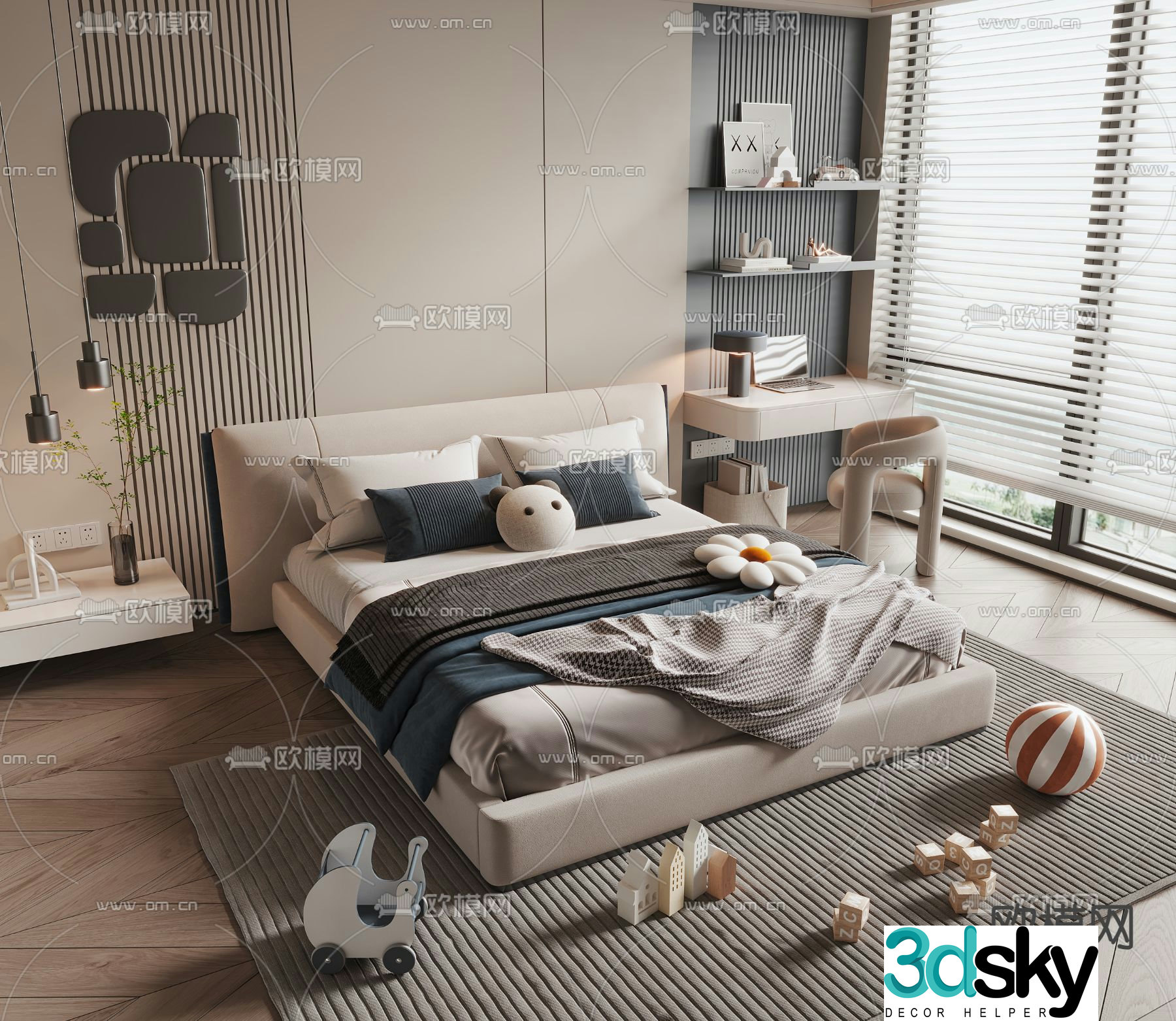 children bed boy bed 3d model