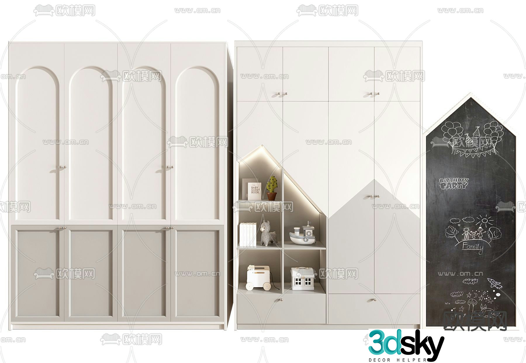 Children’s wardrobe bookcase blackboard 3d model