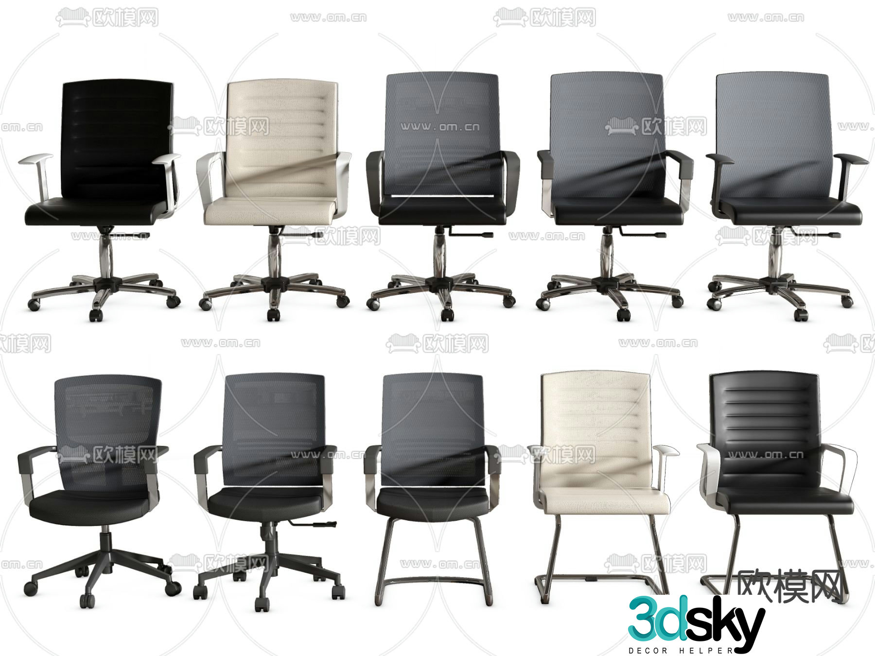 Office chair training chair staff chair 3d model