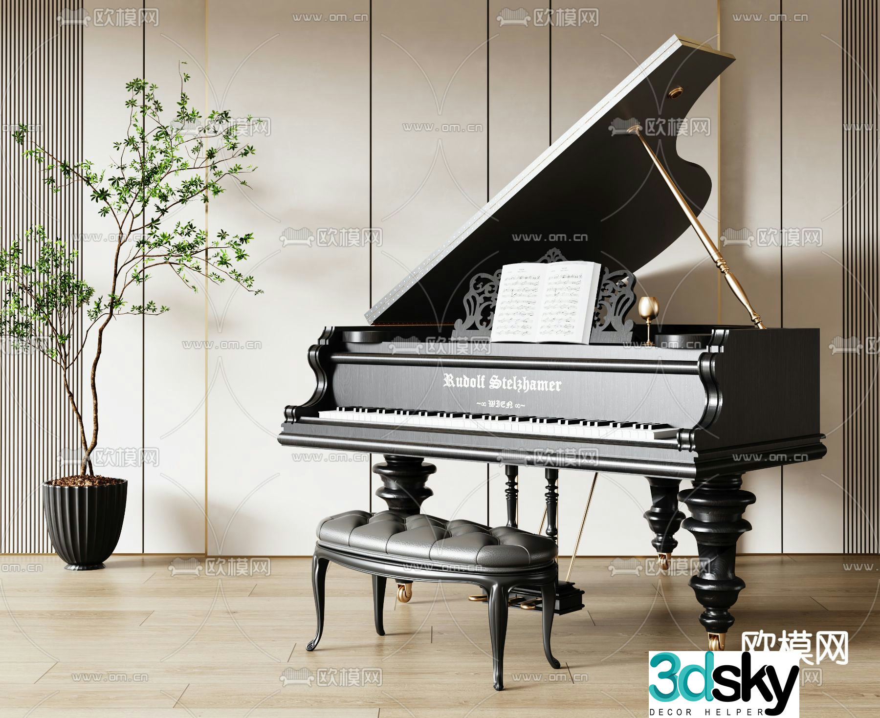 American piano 3d model