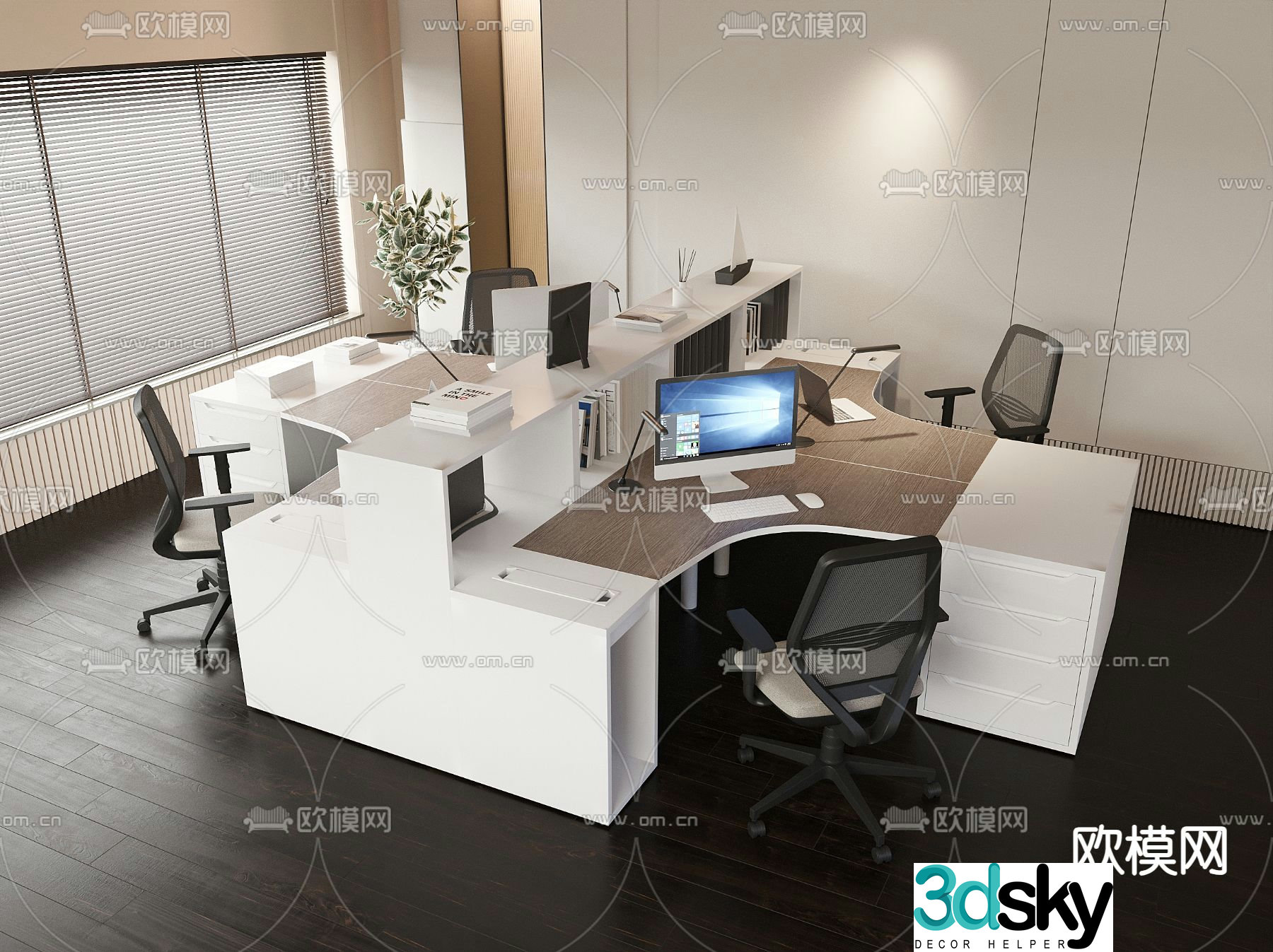 Office desk chair work station card space 3D model