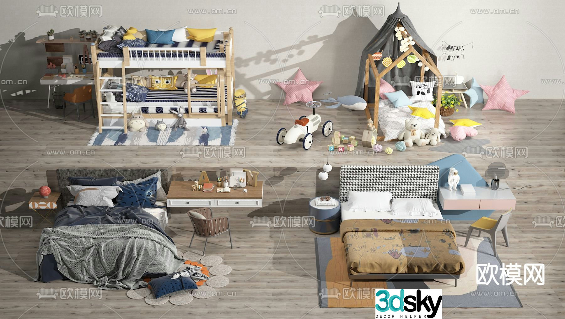 children’s bed boy’s bed kid’s bed 3d model