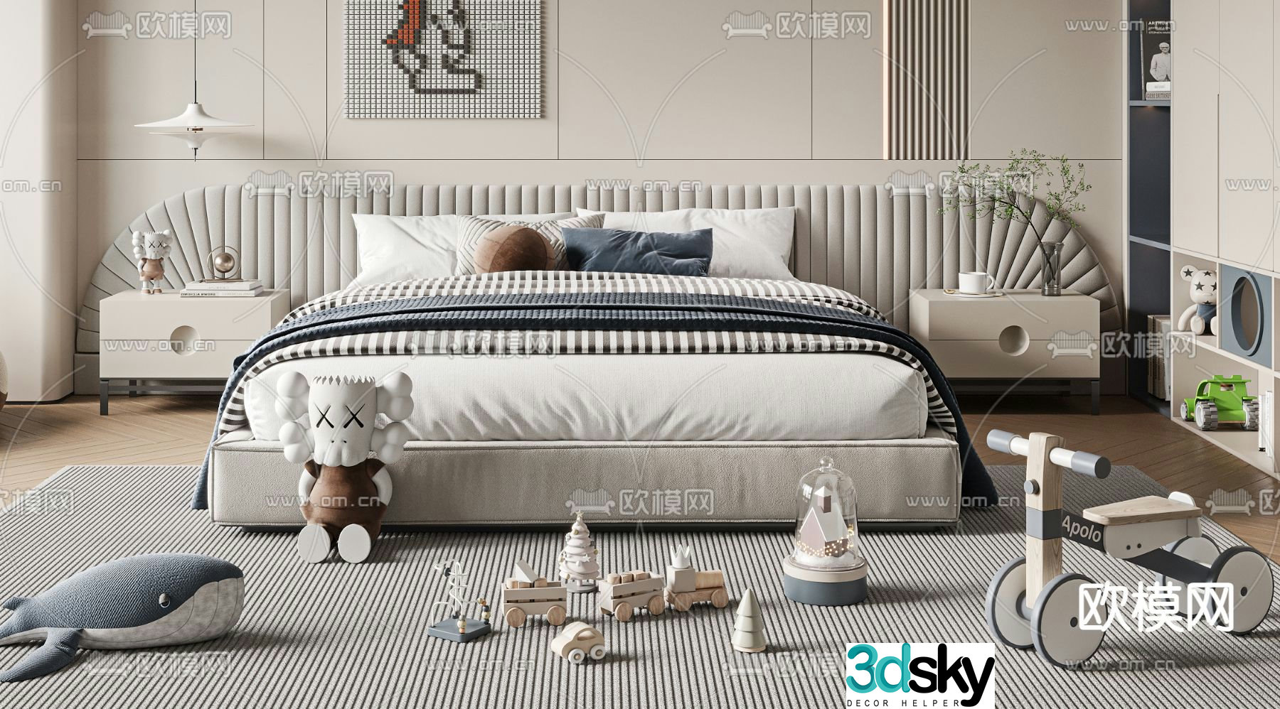 children’s bed double bed child’s bed 3d model