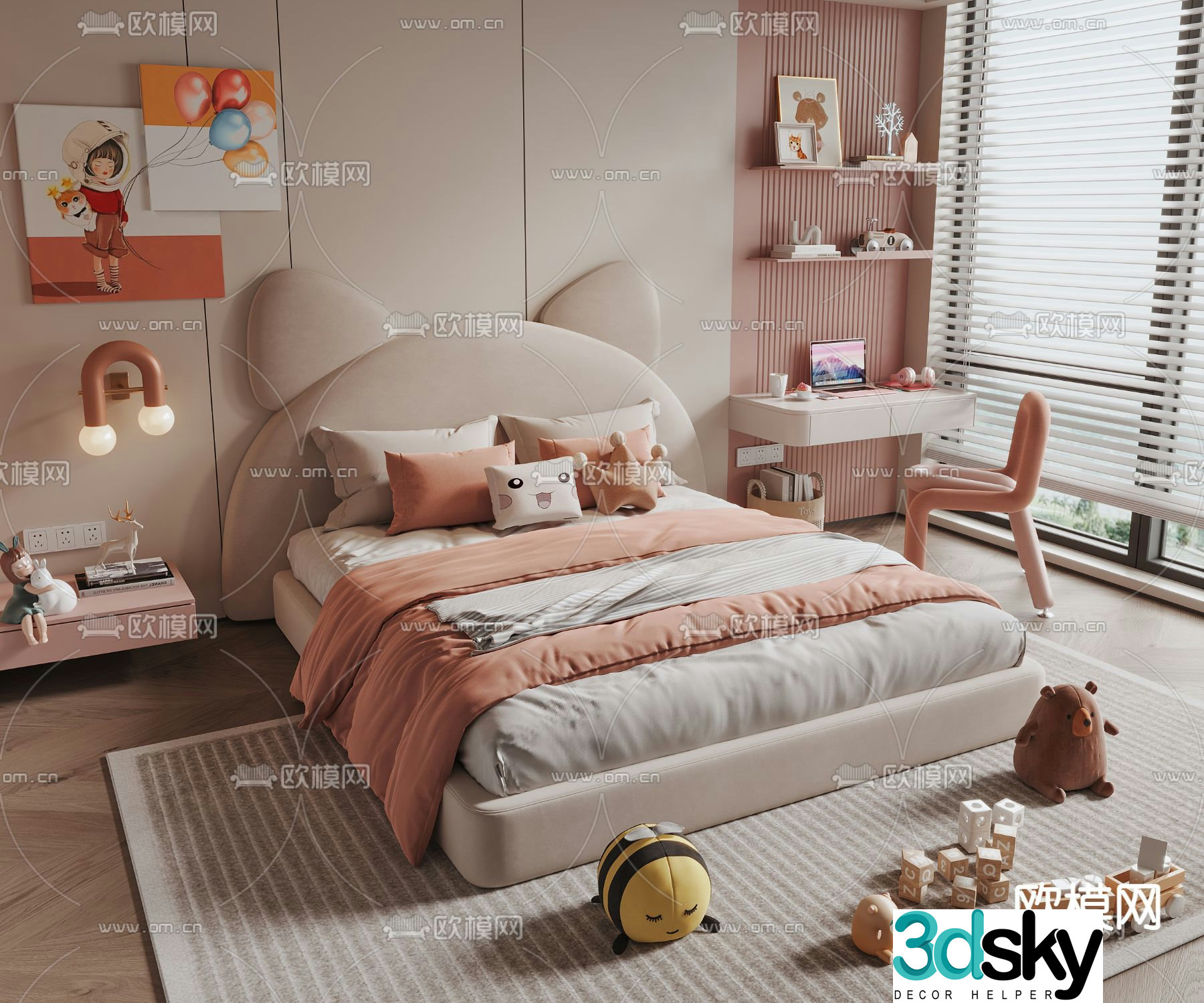 Children’s bed cartoon bed 3d model