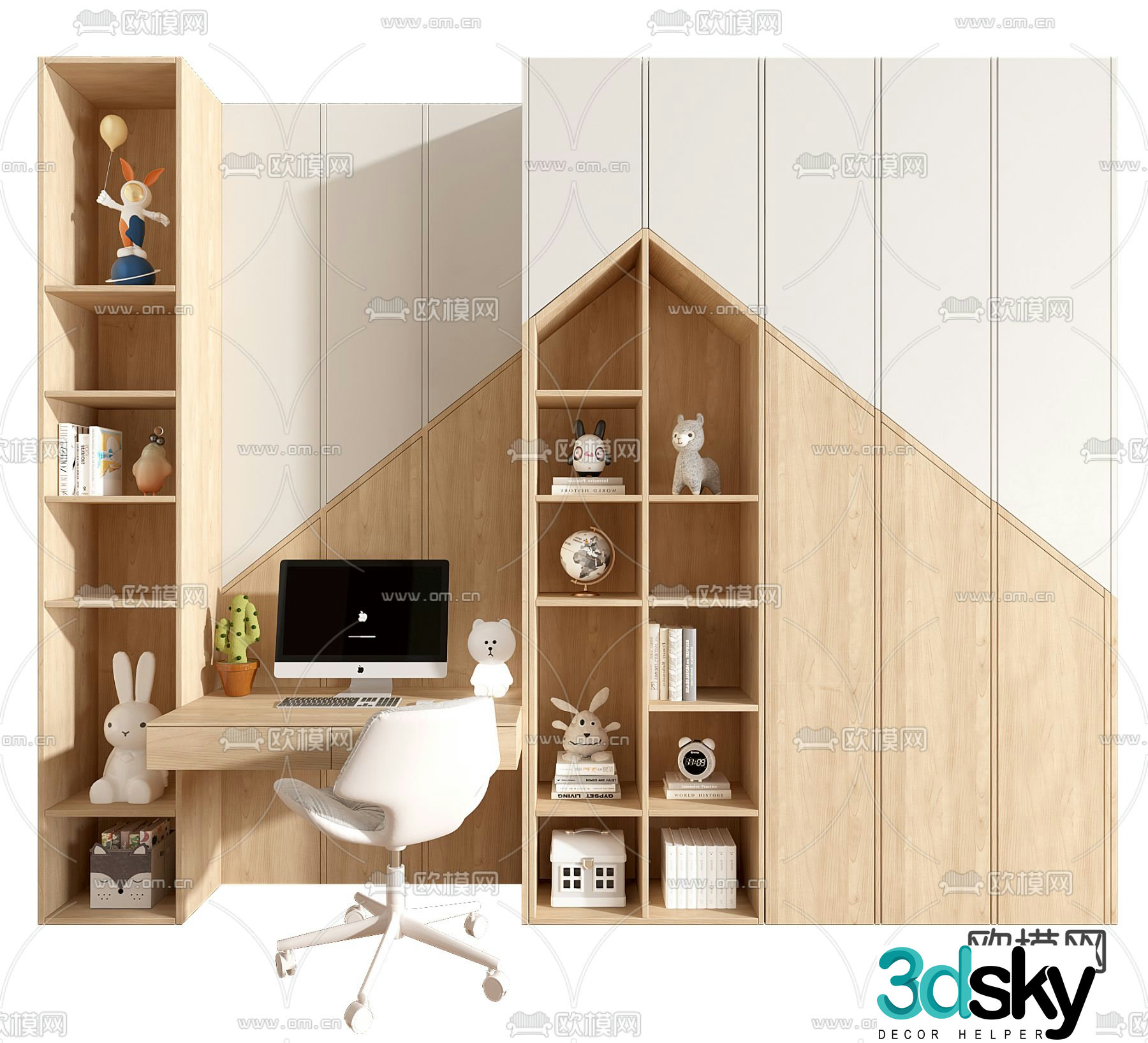 Children’s desk bookcase 3d model