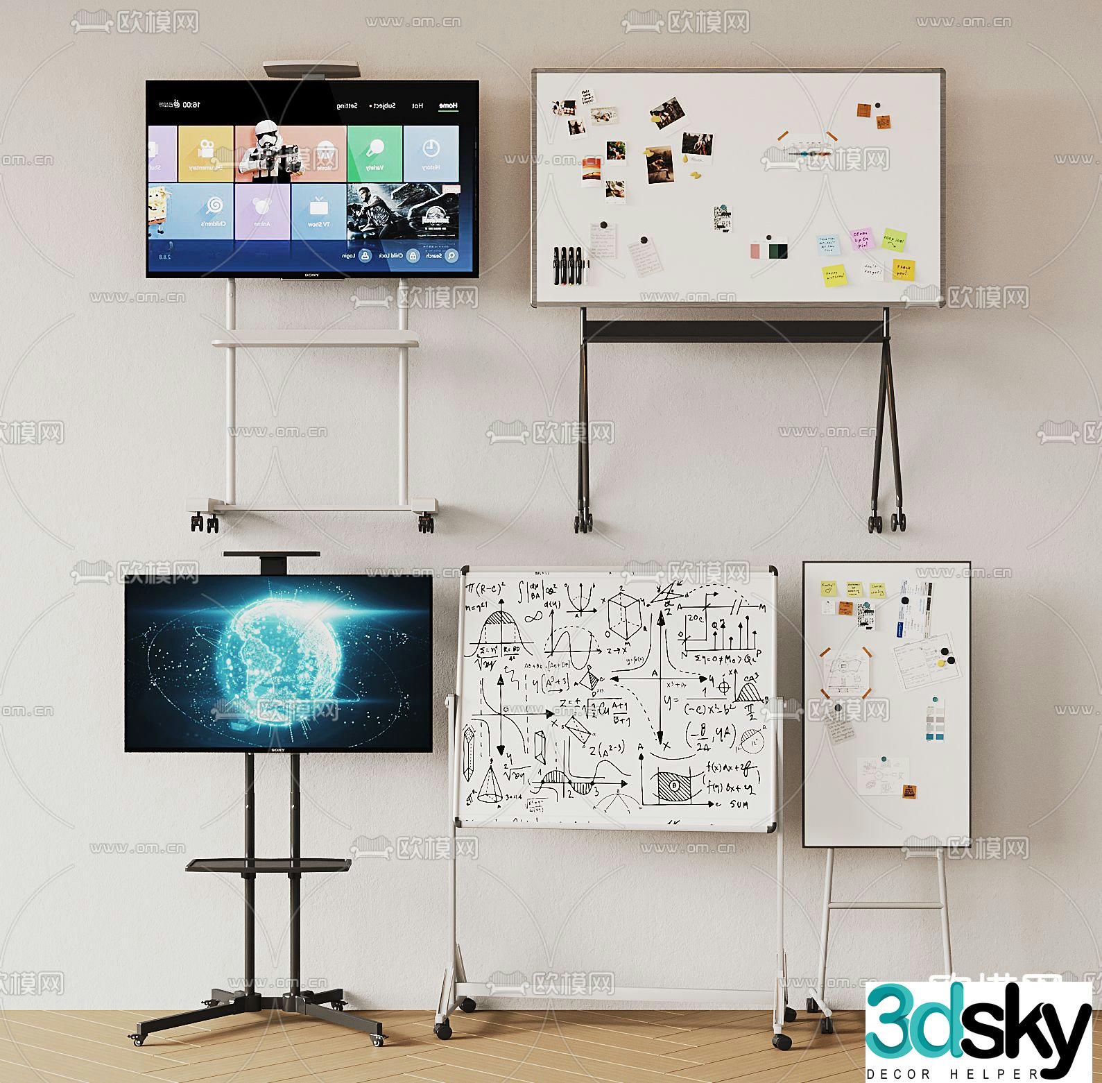 Office whiteboard mobile whiteboard TV 3d model