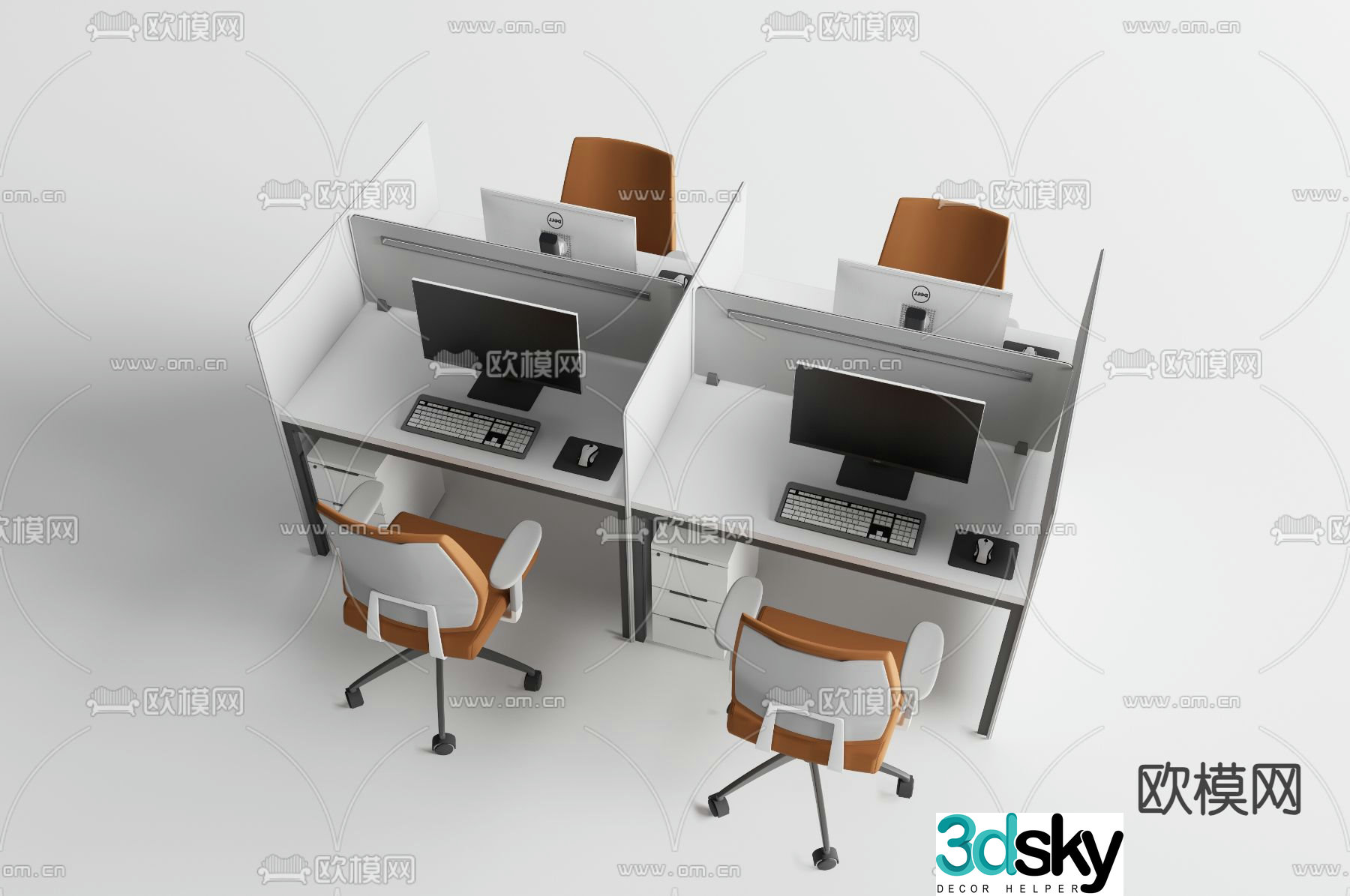 Card space desk workstation 3D model