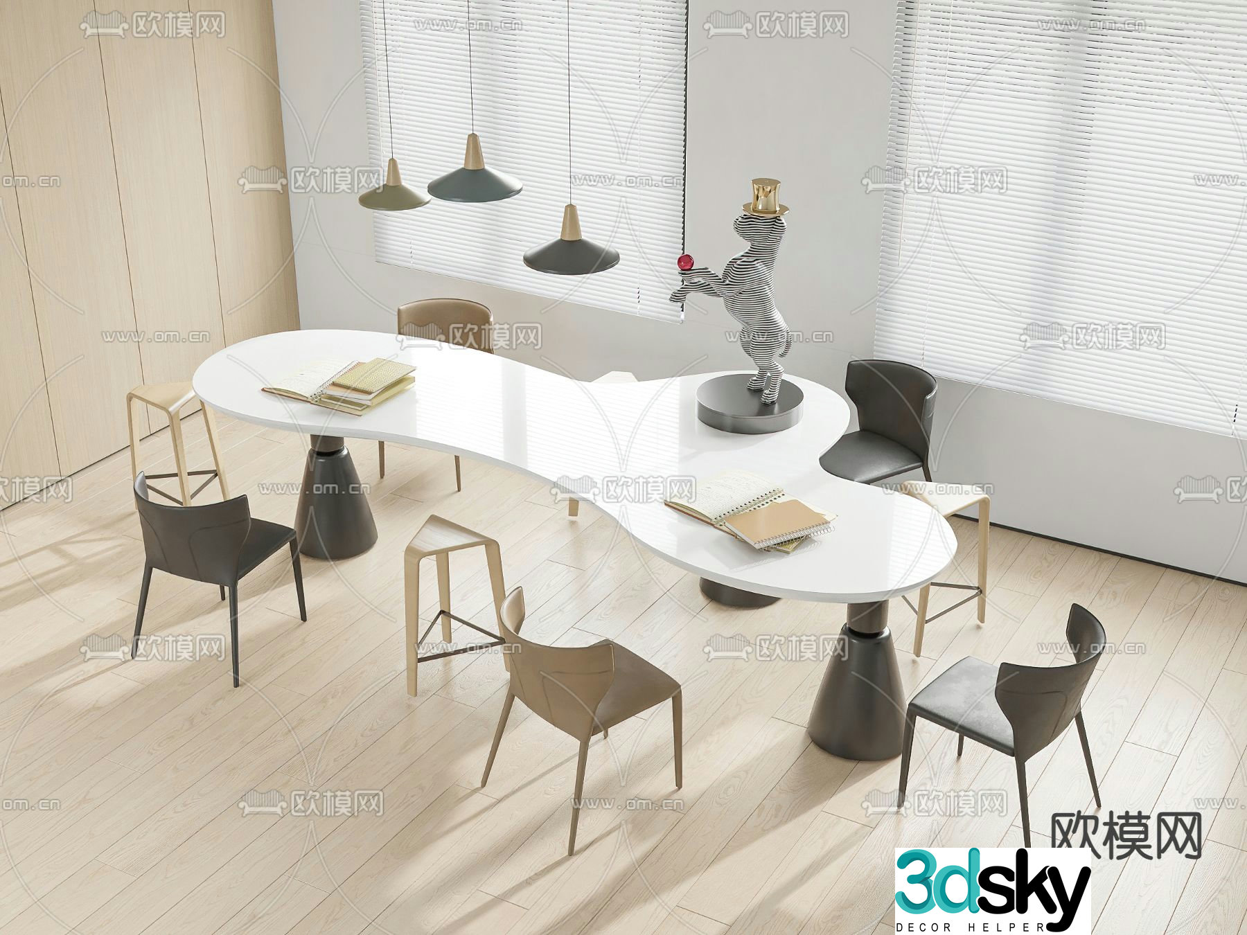 Conference table negotiation table 3d model