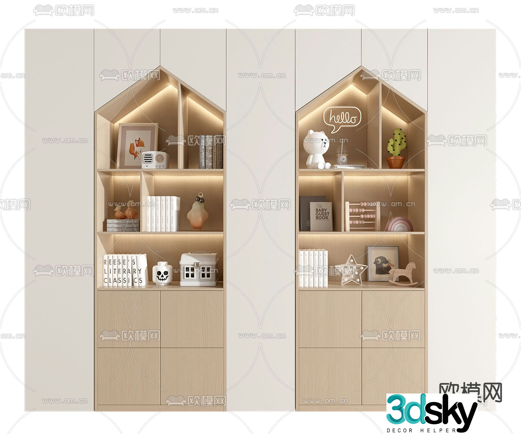 Children’s cabinet bookcase 3d model