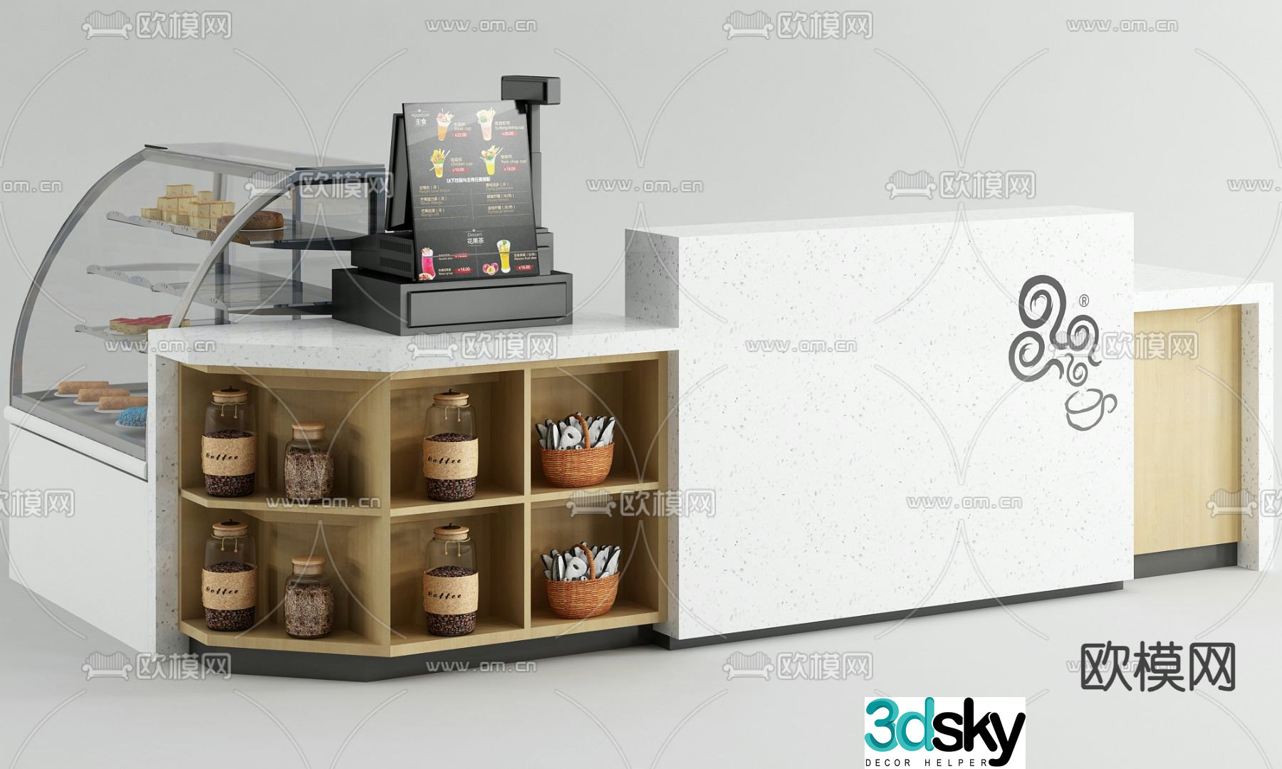 Cashier counter cake cabinet 3d model