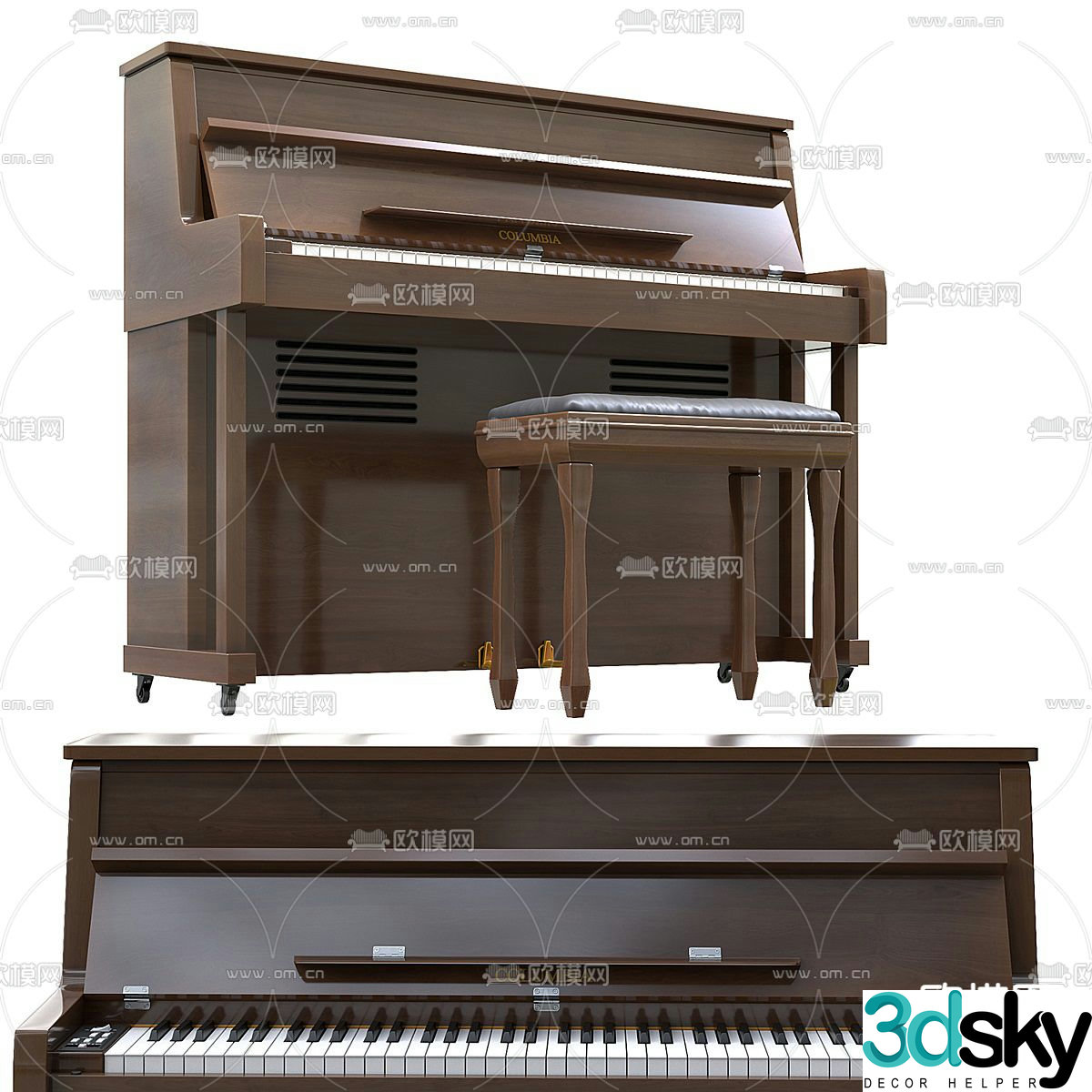 wooden piano 3d model
