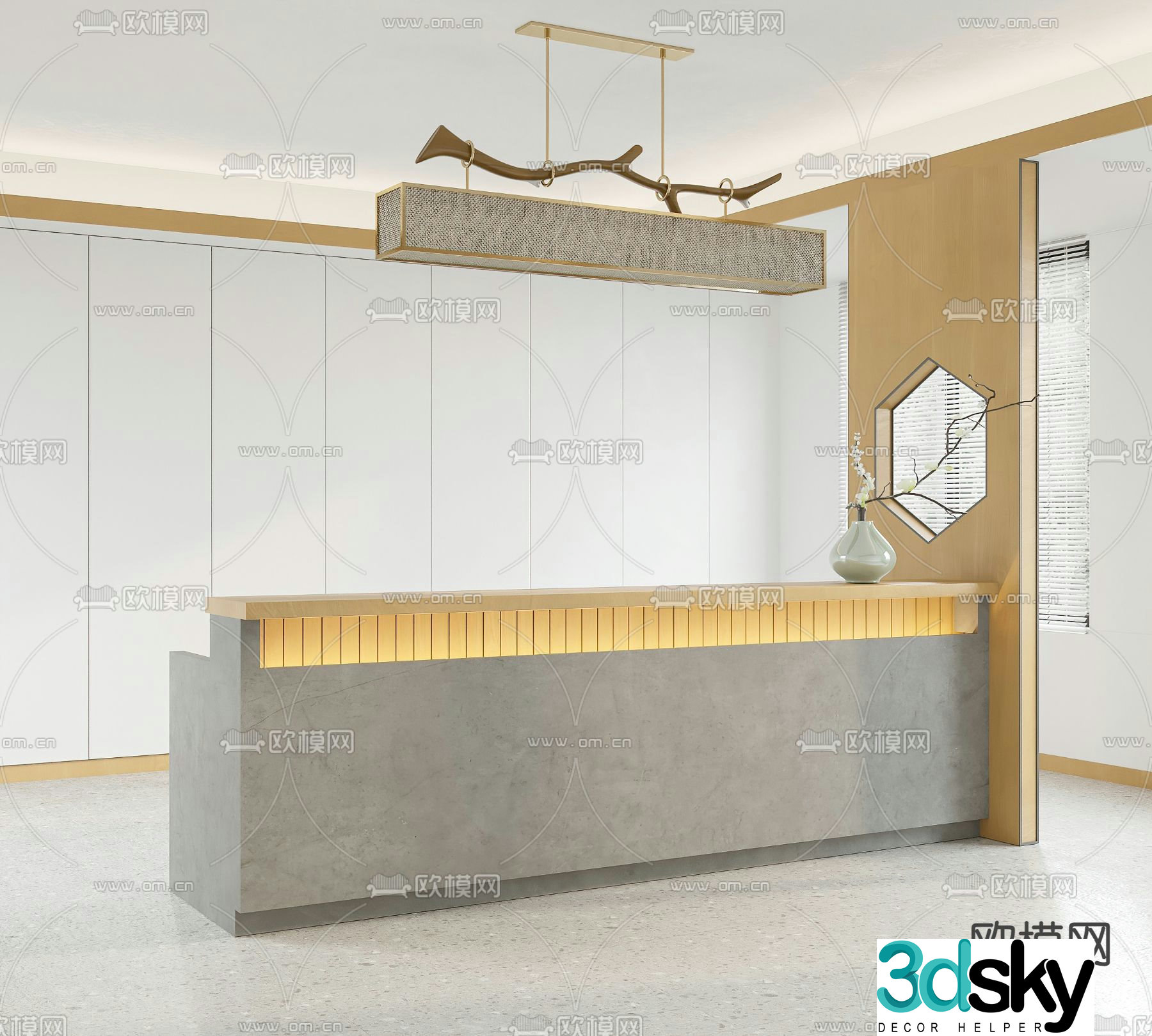 New Chinese style front desk reception desk cashier 3D model