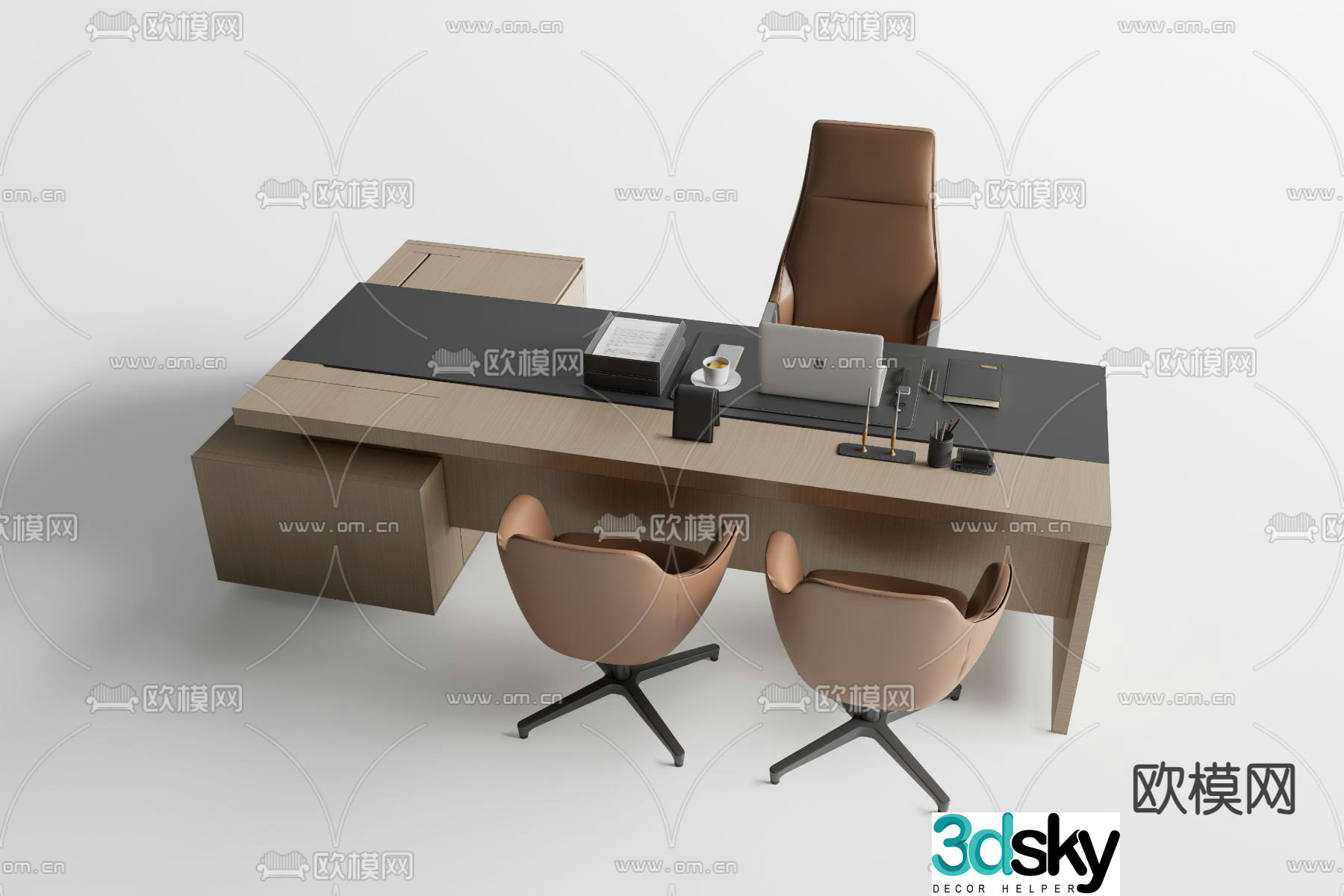 Executive desk executive desk boss chair 3d model