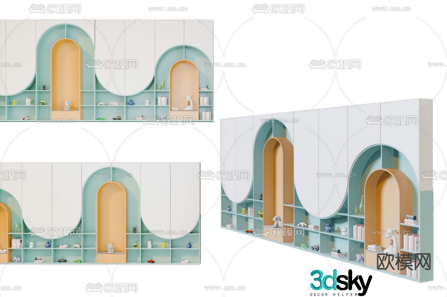 Children’s bookcase storage cabinet 3d model