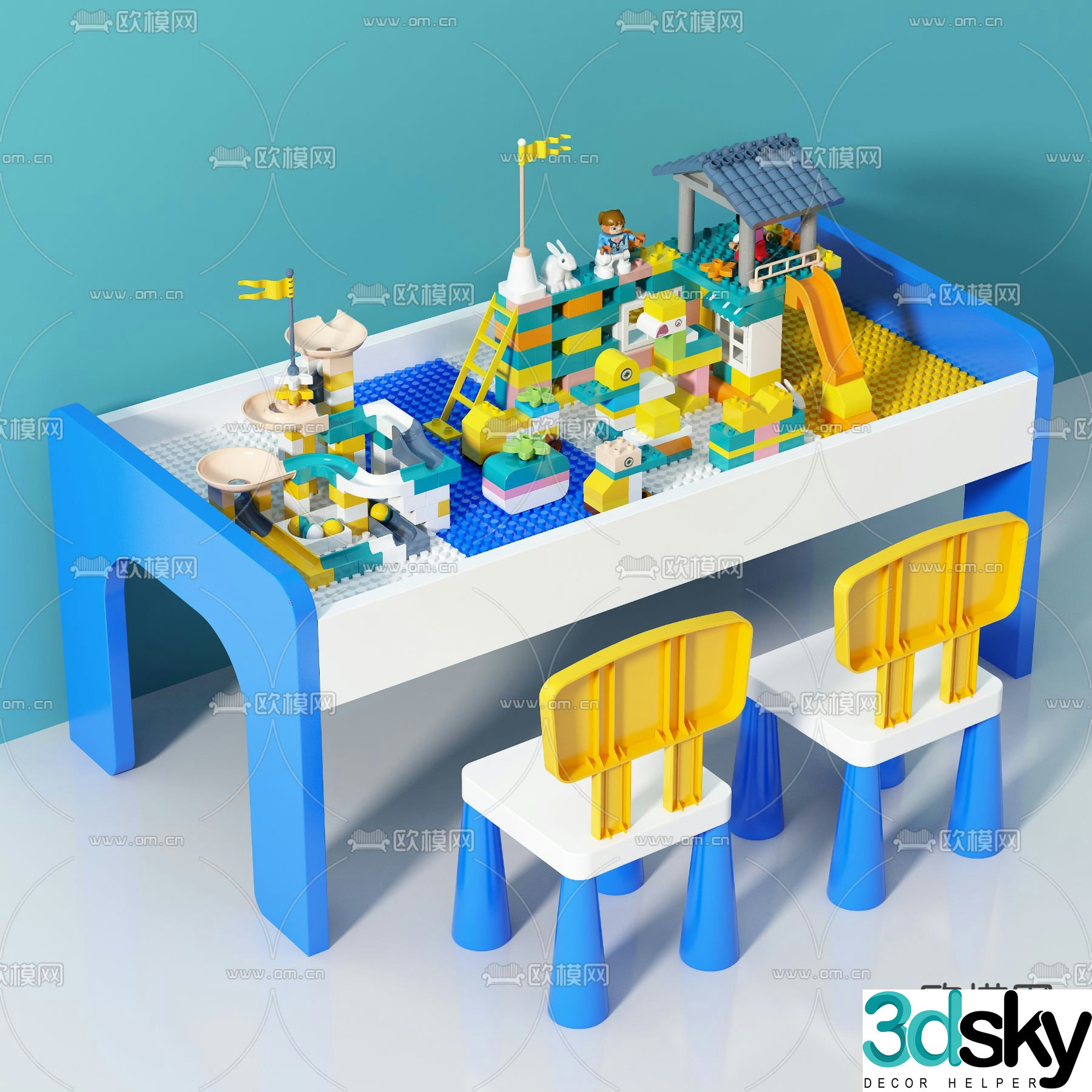 Building block table building block toy 3d model