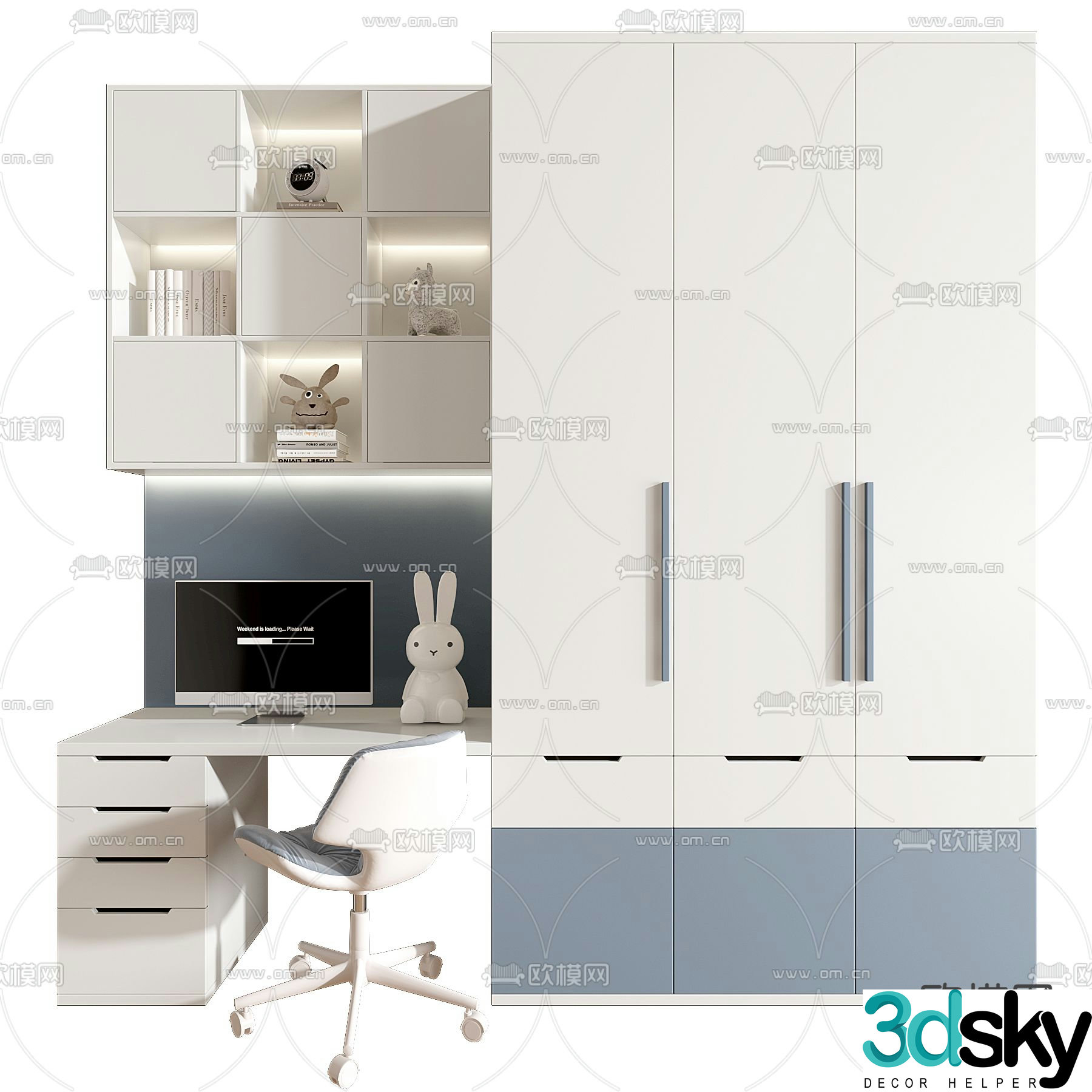 Children’s cabinet writing desk study table 3D model