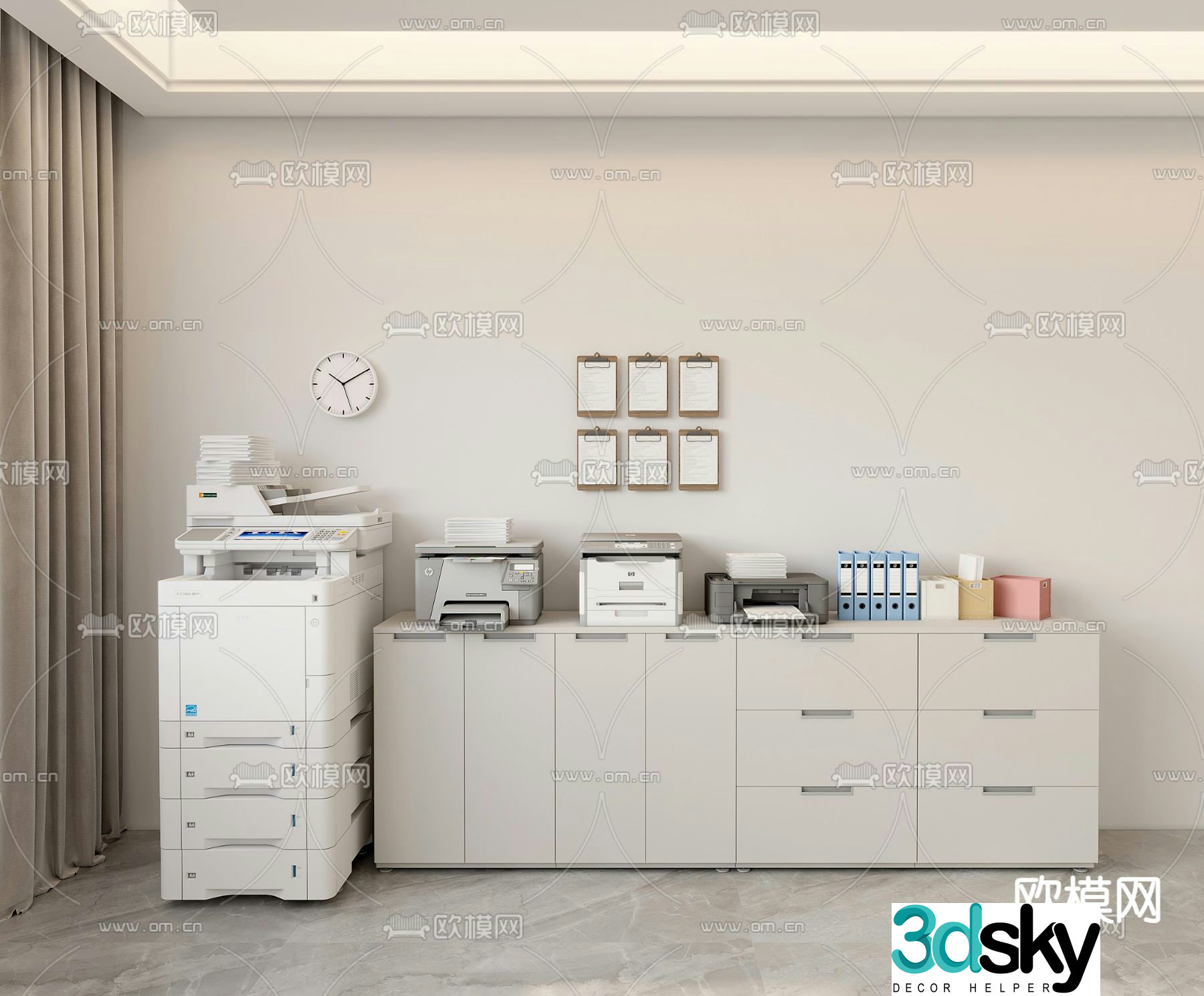 File cabinet copier printer 3d model