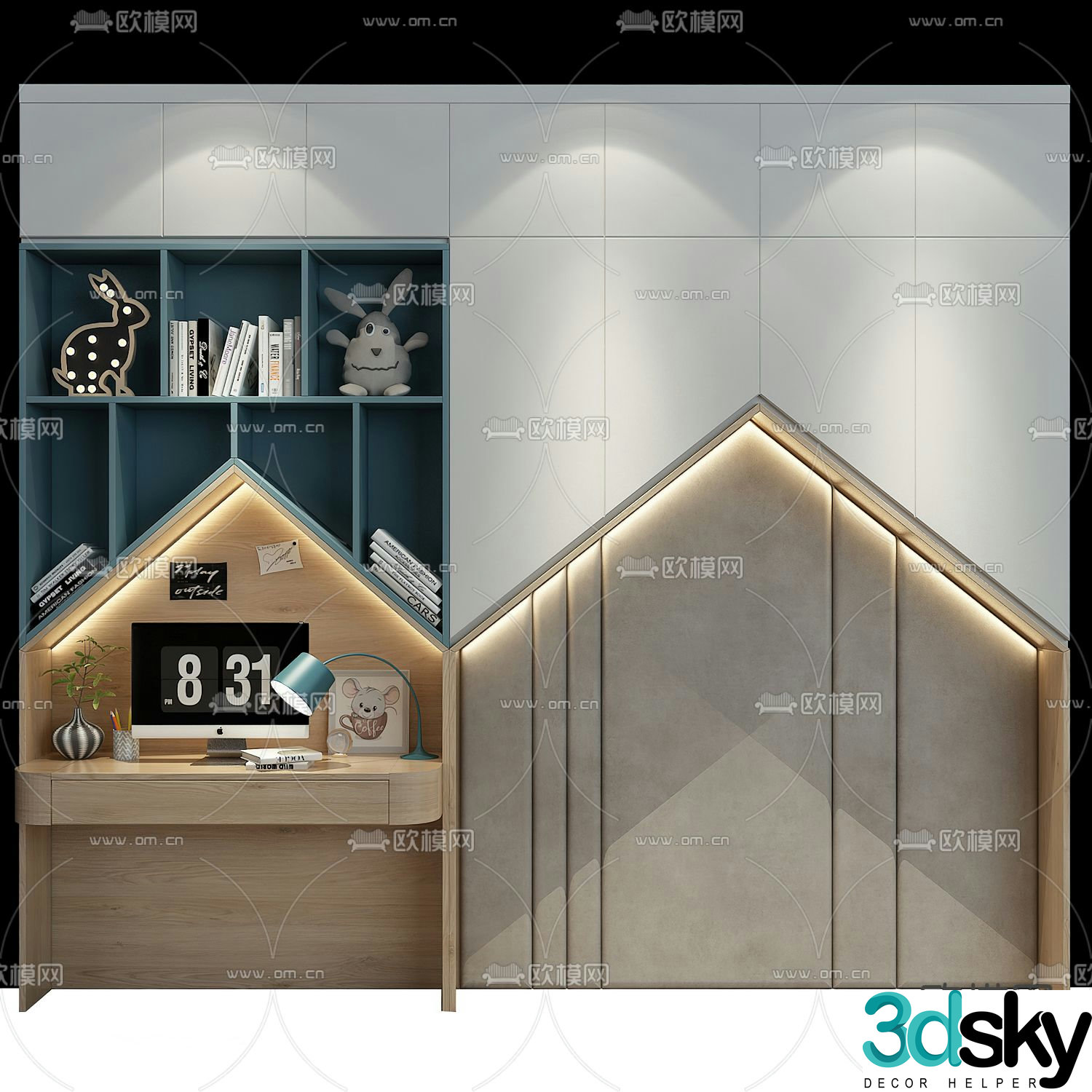 Children’s bookcase desk 3d model