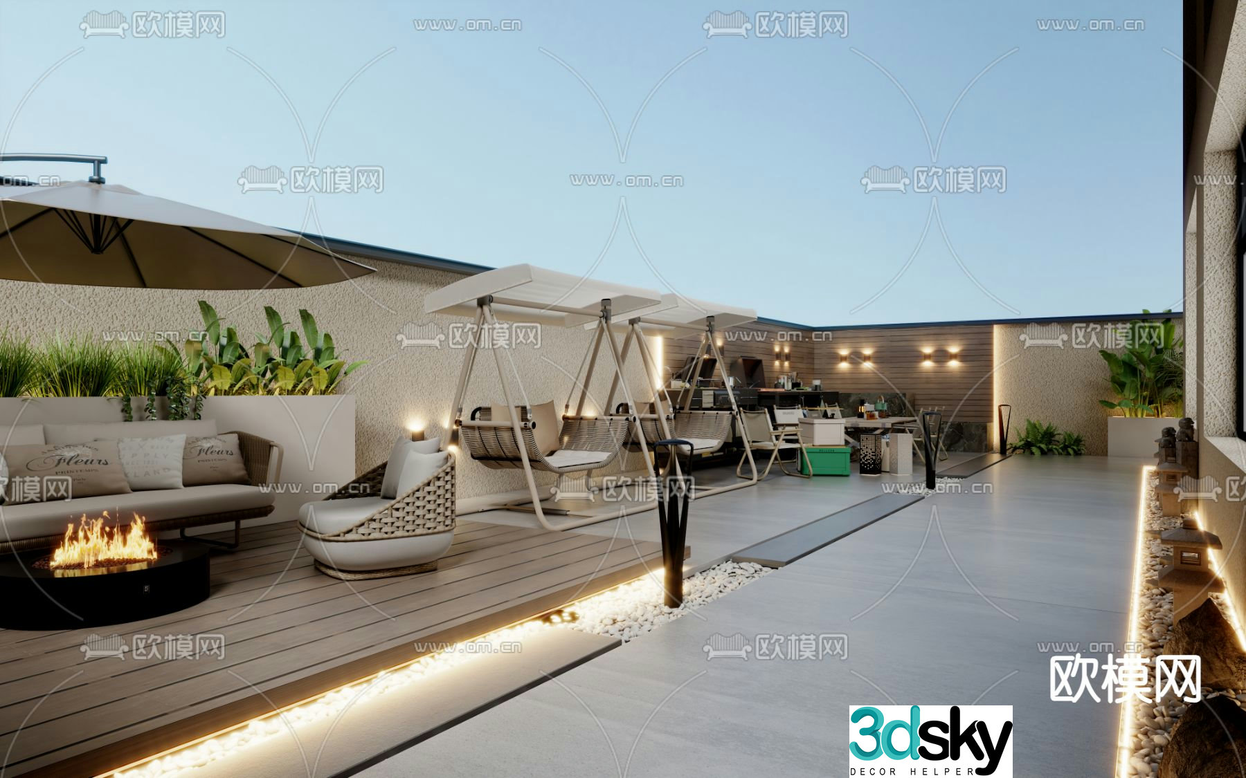 Balcony Garden Roof Garden 3d model