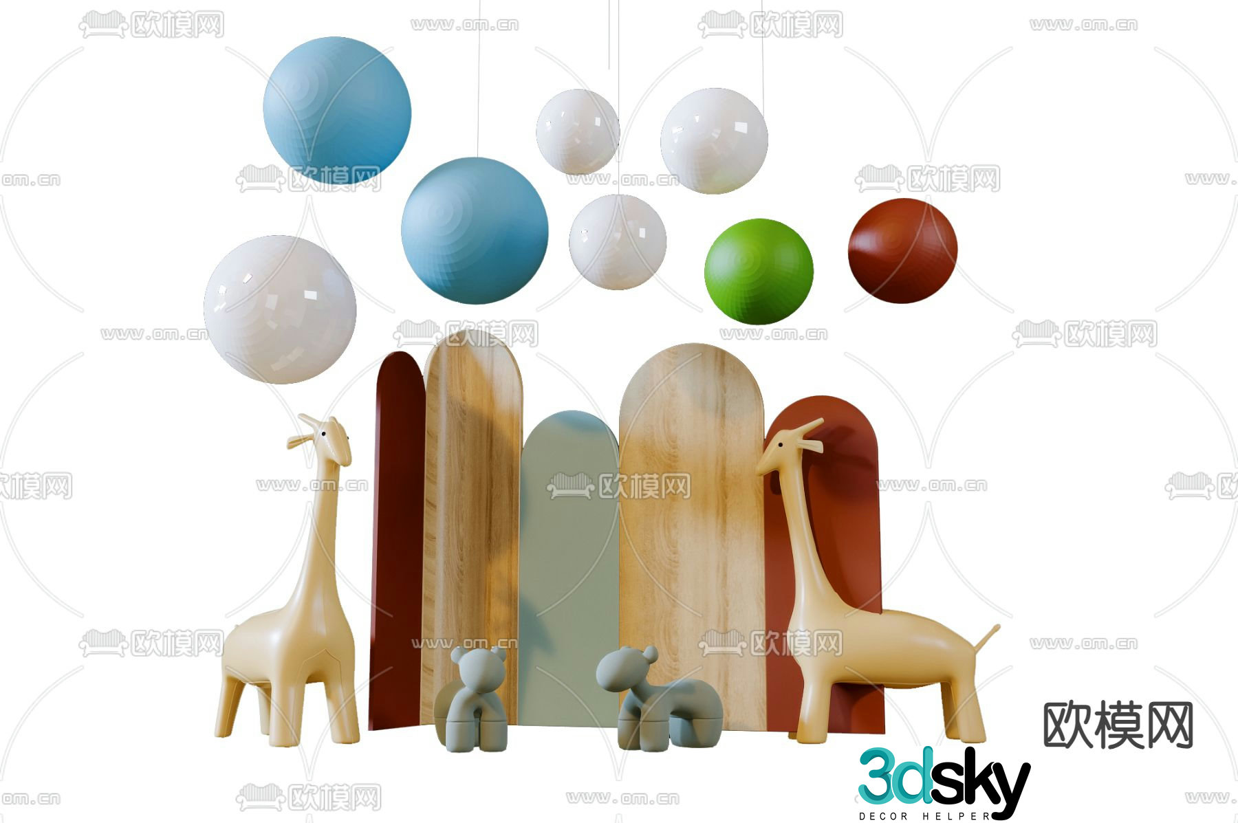 giraffe screen children’s chandelier 3d model
