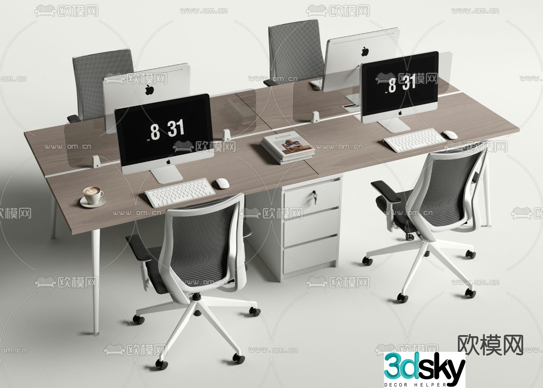 Office desk chair work station card space 3D model