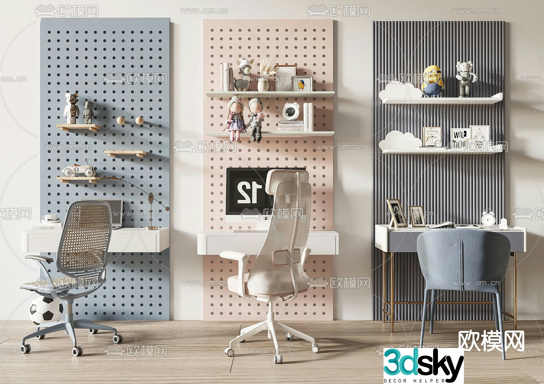 Children’s desk study table writing desk 3d model