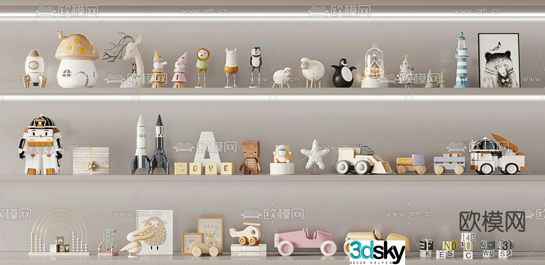 Children’s ornaments toys cars figures 3D models