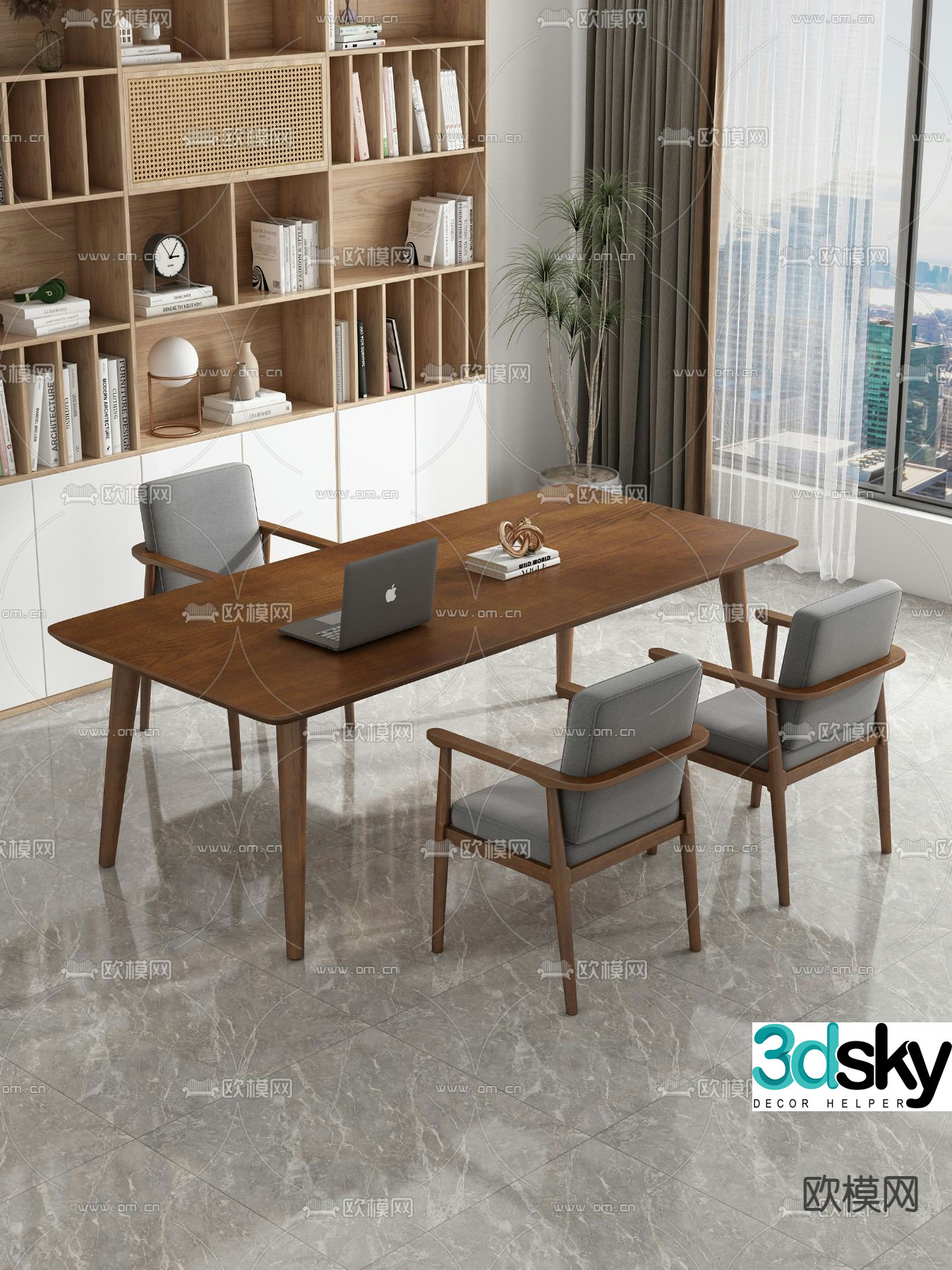 Office desk and chair desk table 3d model