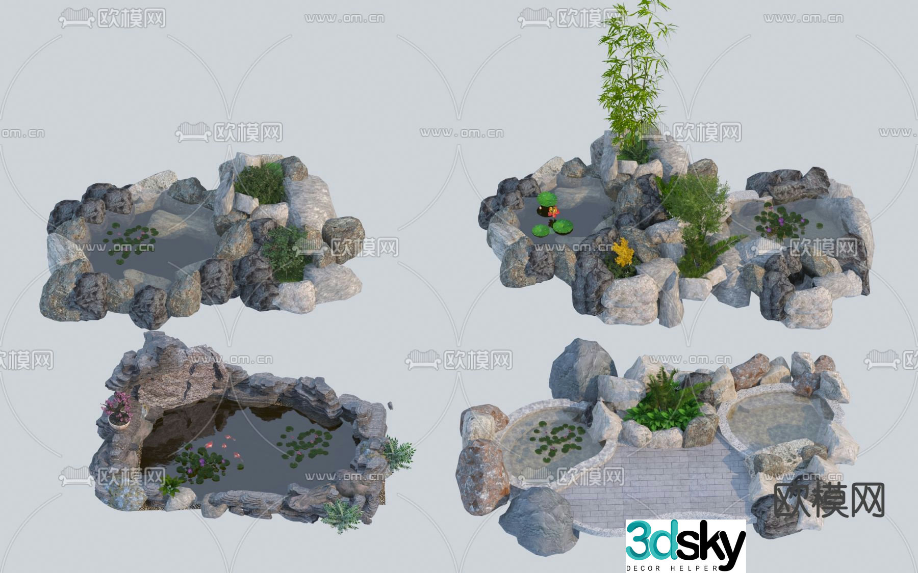 Waterscape pool rockery 3d model
