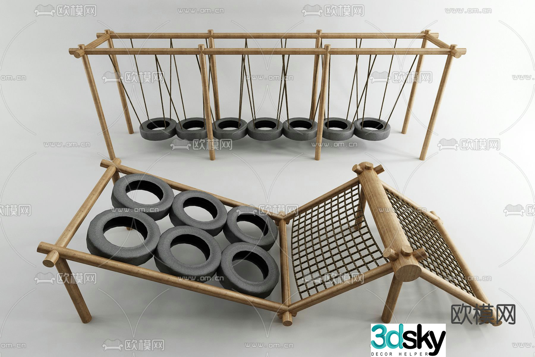 Amusement facilities tires physical training 3d model