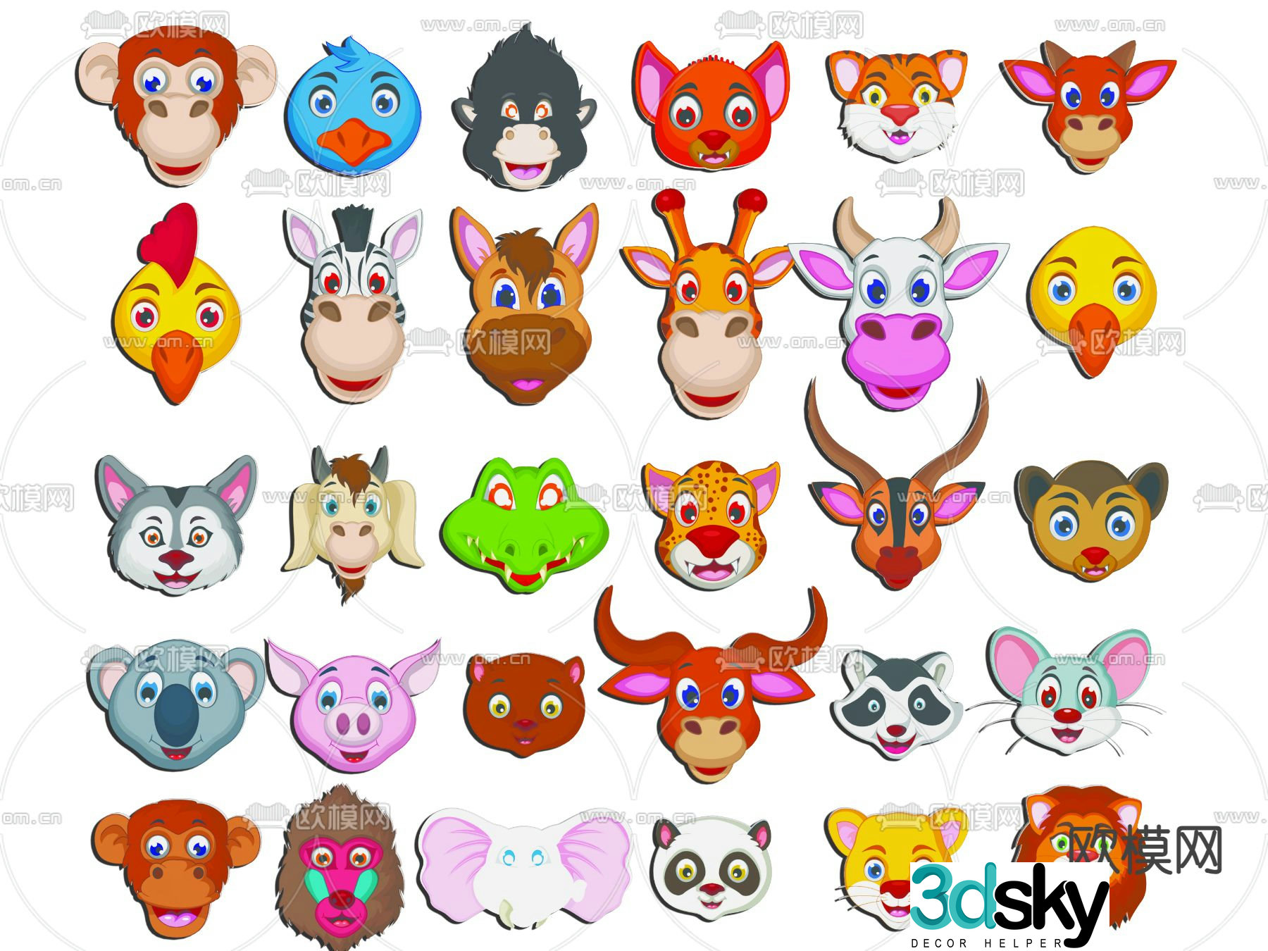 Animal silhouette small animal wall decoration cartoon icon 3d model