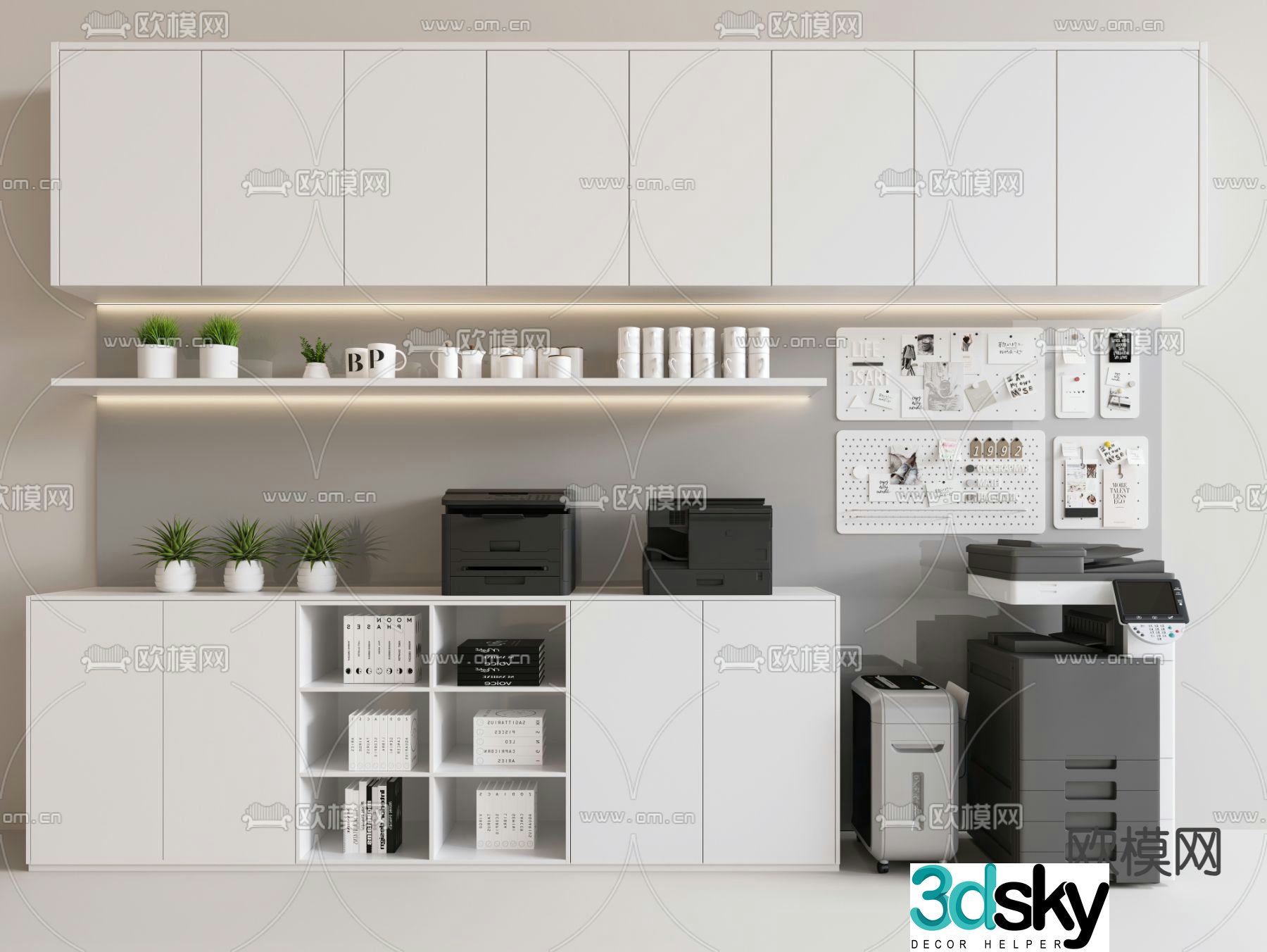 File cabinet office cabinet printer perforated board 3d model