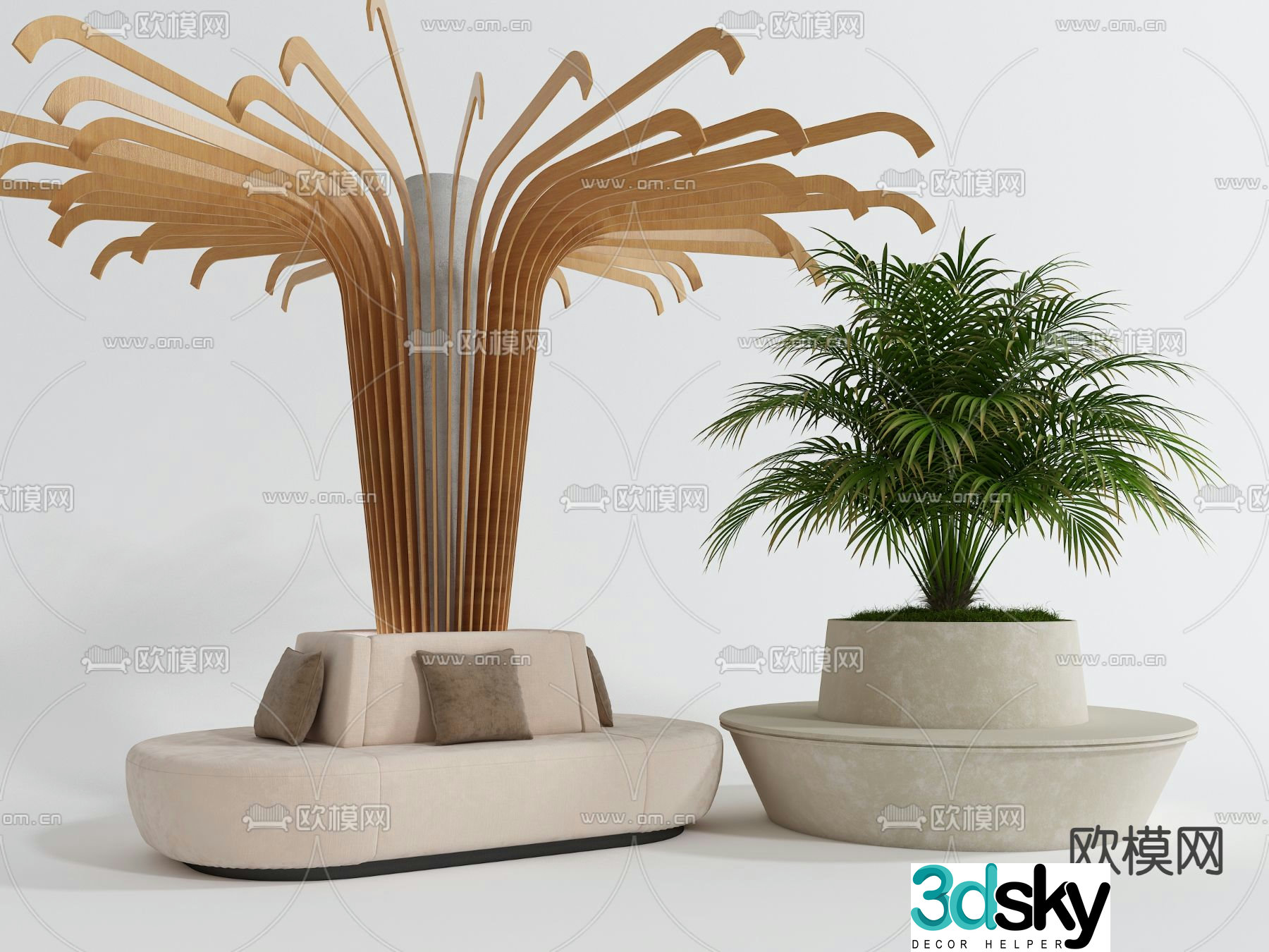 Lobby sofa tree pool sofa 3d model