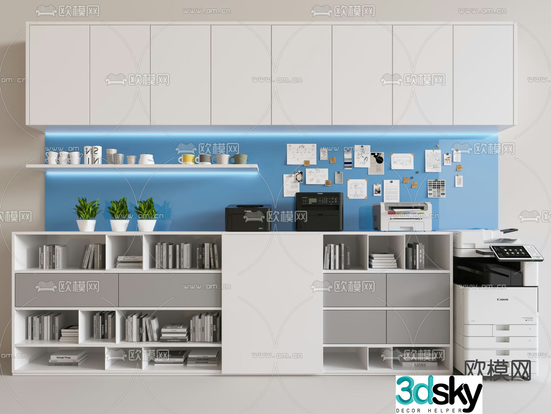 File cabinet information cabinet printer book 3d model