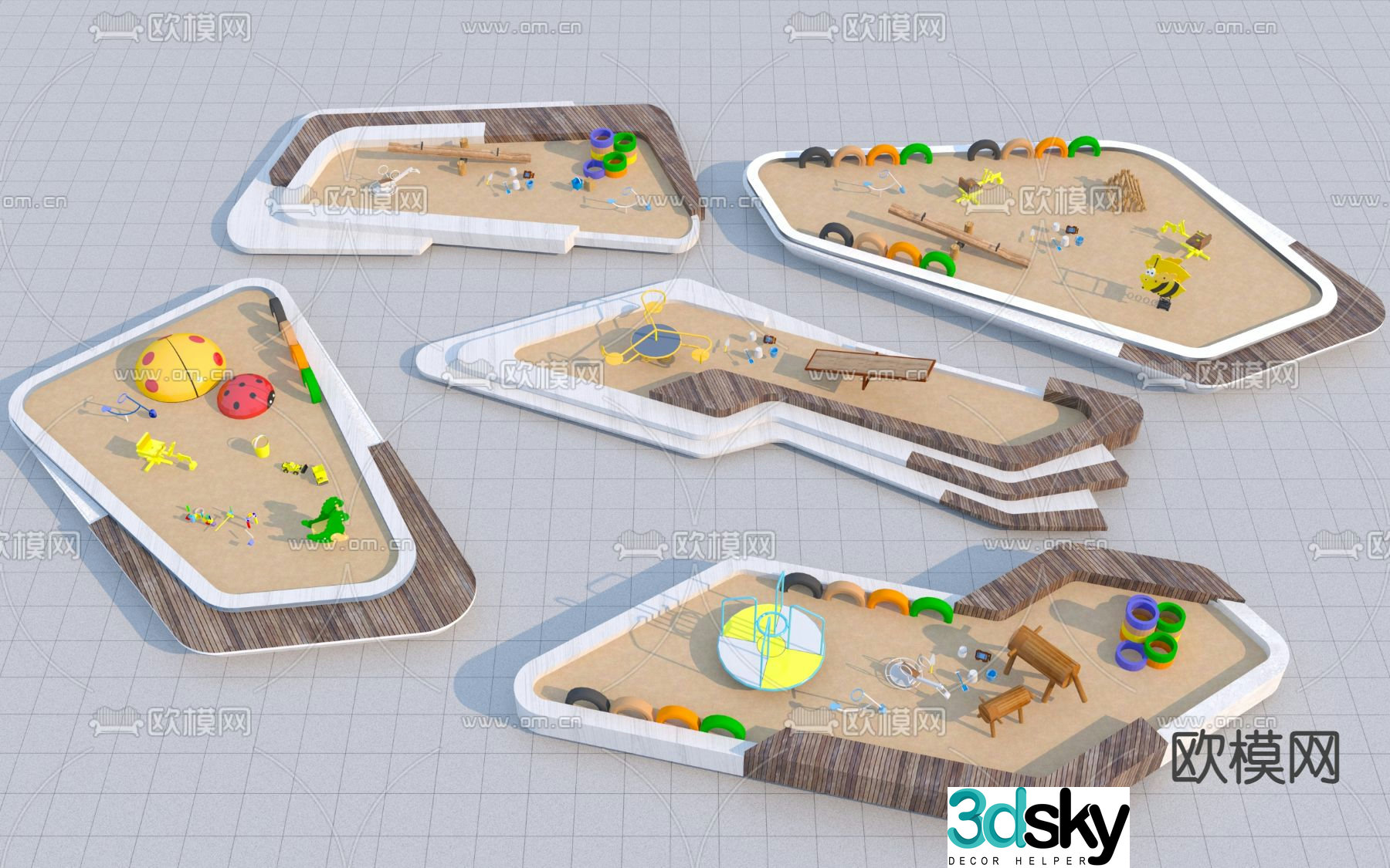 Children's play equipment sandpit seesaw 3d model