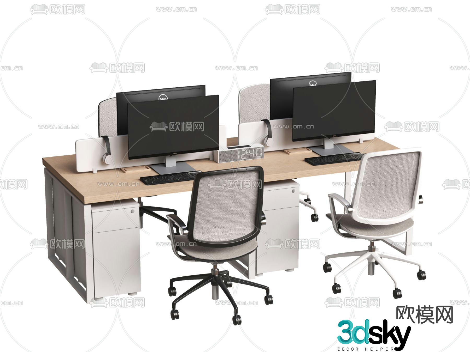 Office desk and chair station 3D model