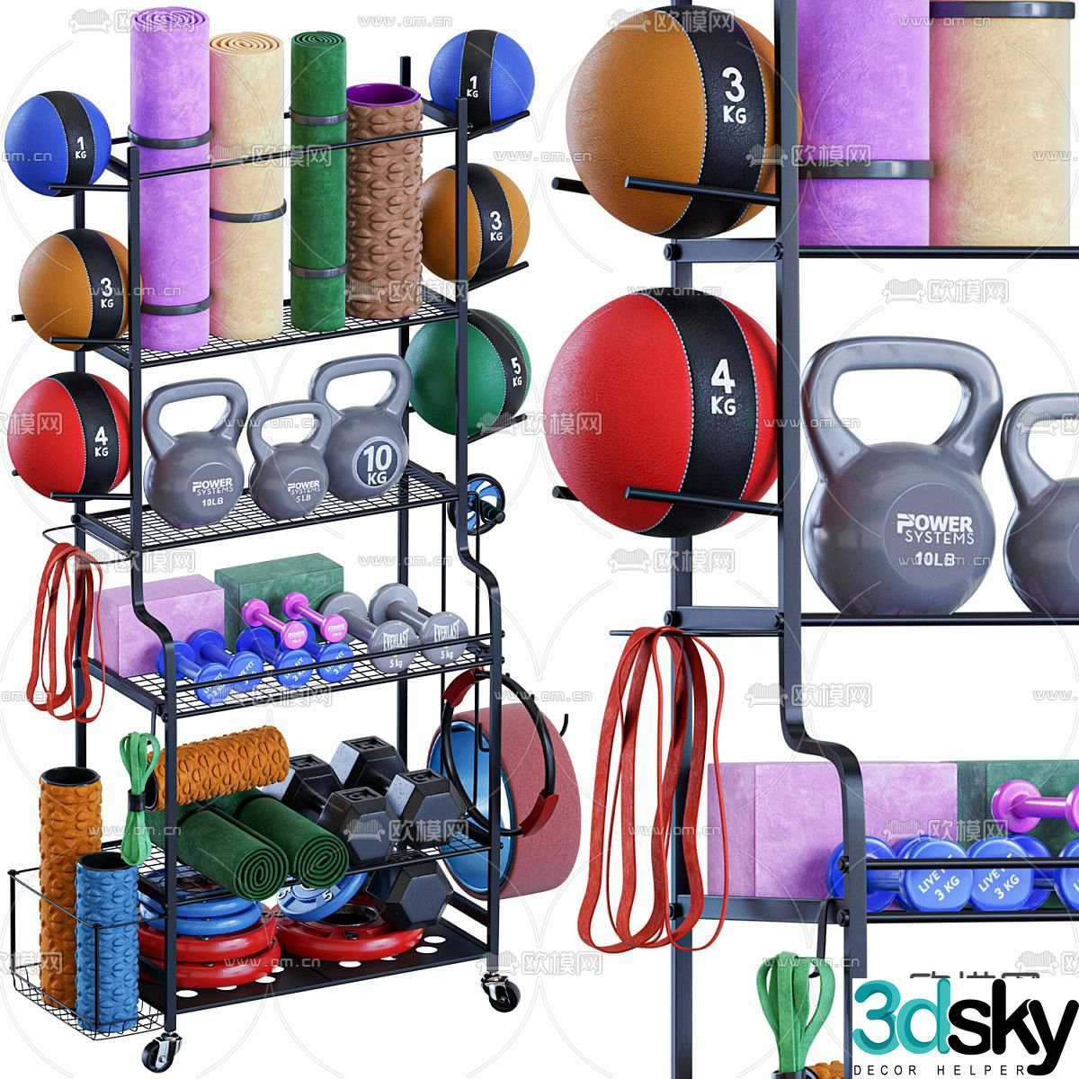 Yoga mat yoga ball yoga supplies 3d model