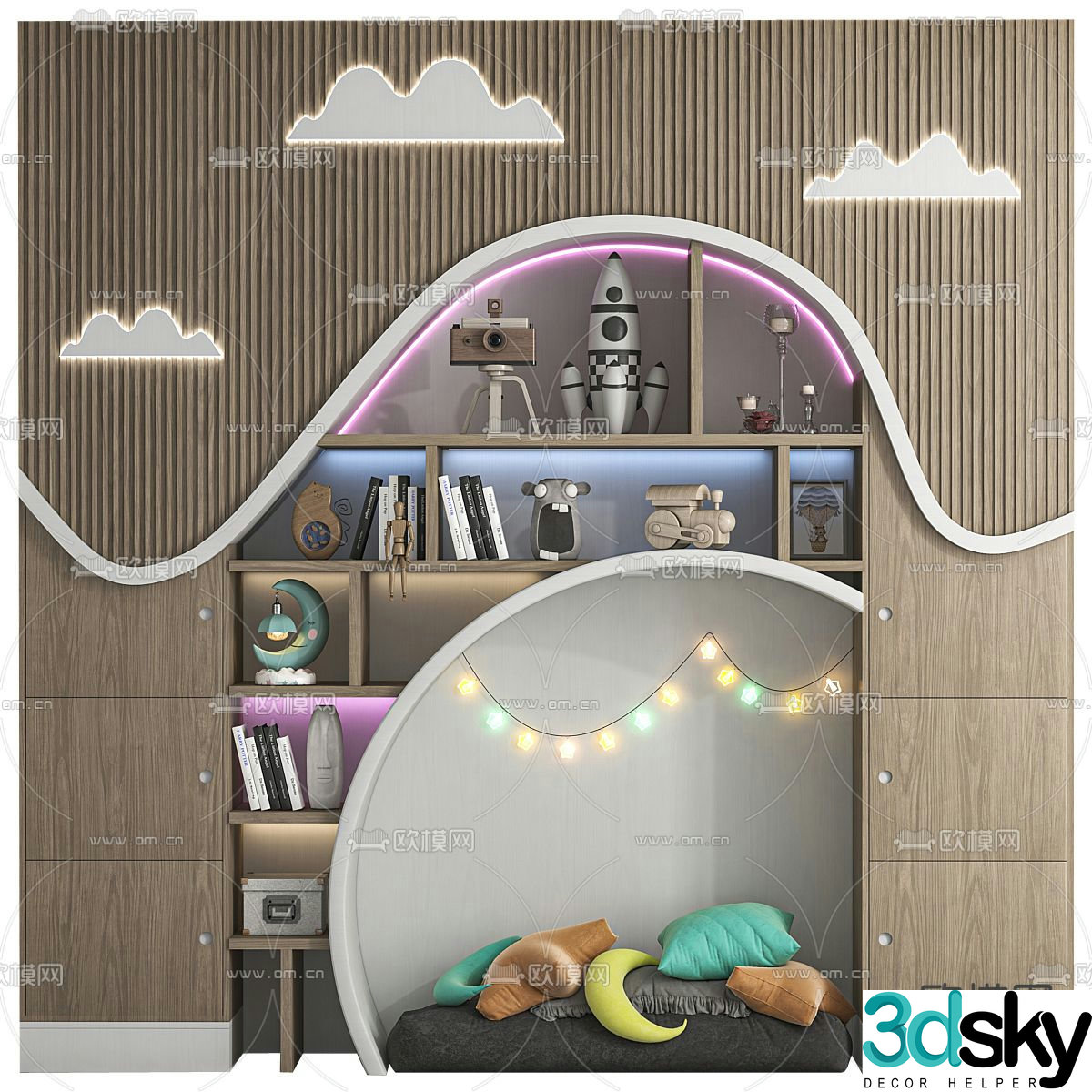 Children’s bookcase storage cabinet 3d model