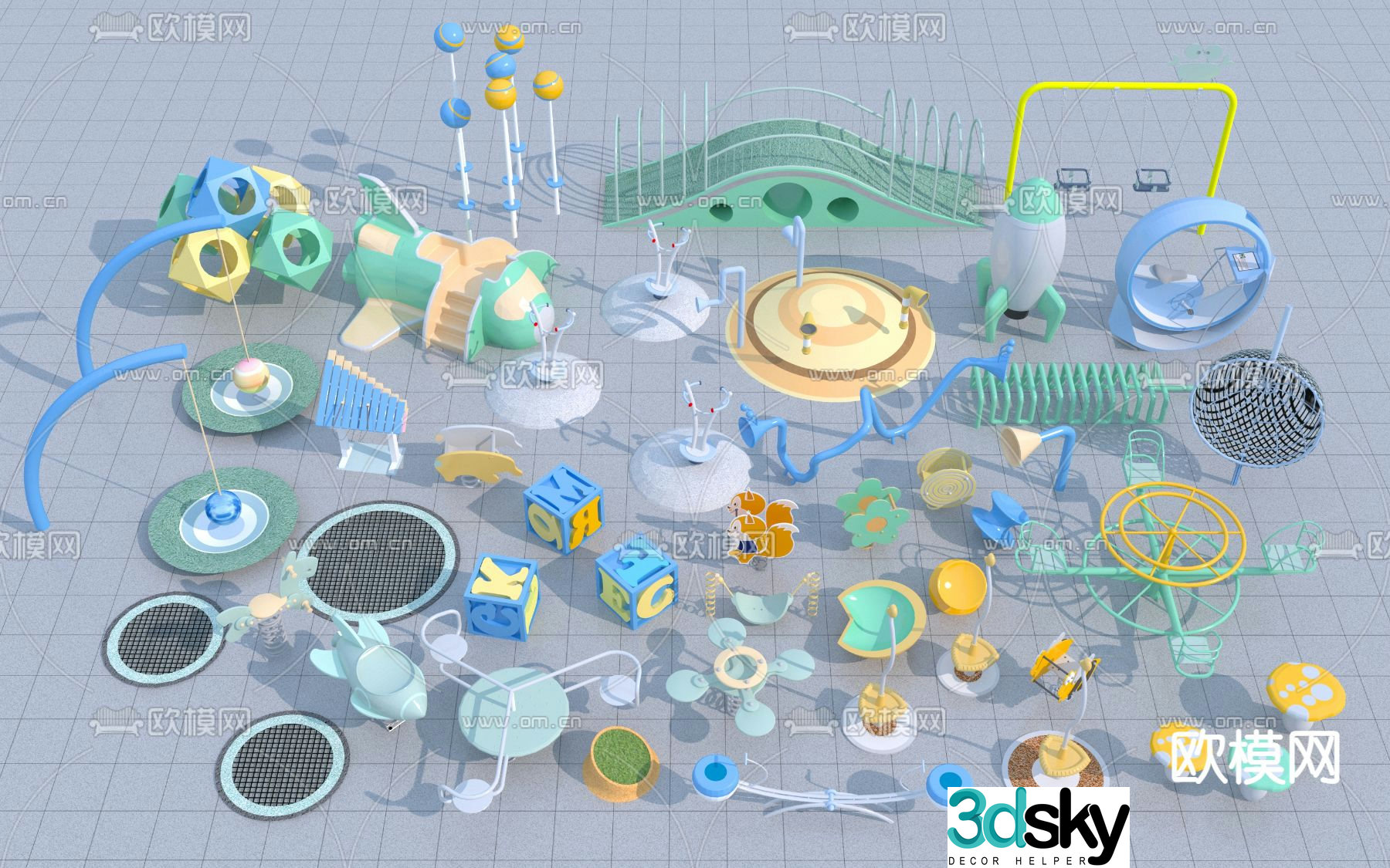 Amusement equipment slide swing 3d model