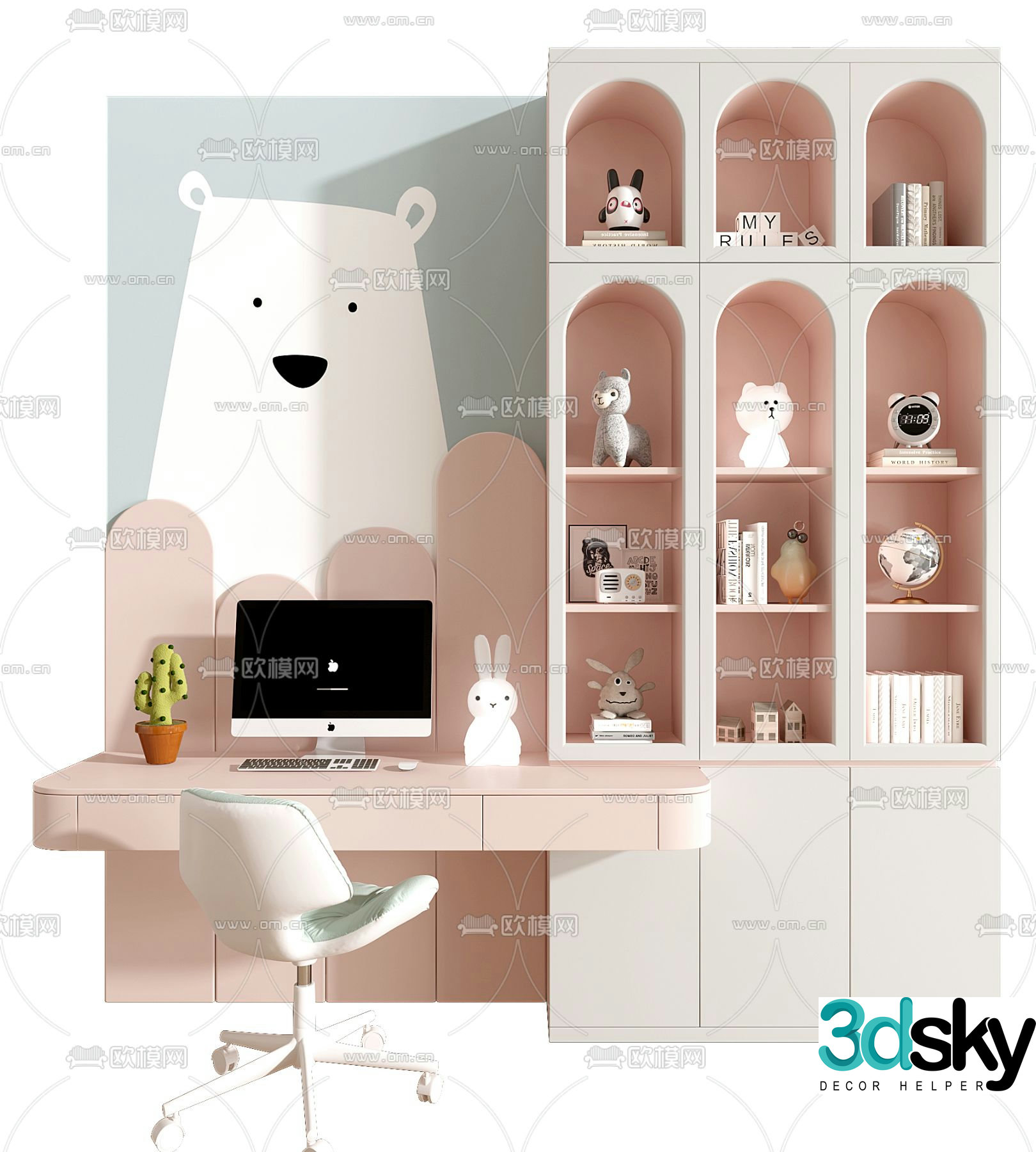 Children’s desk bookcase 3d model