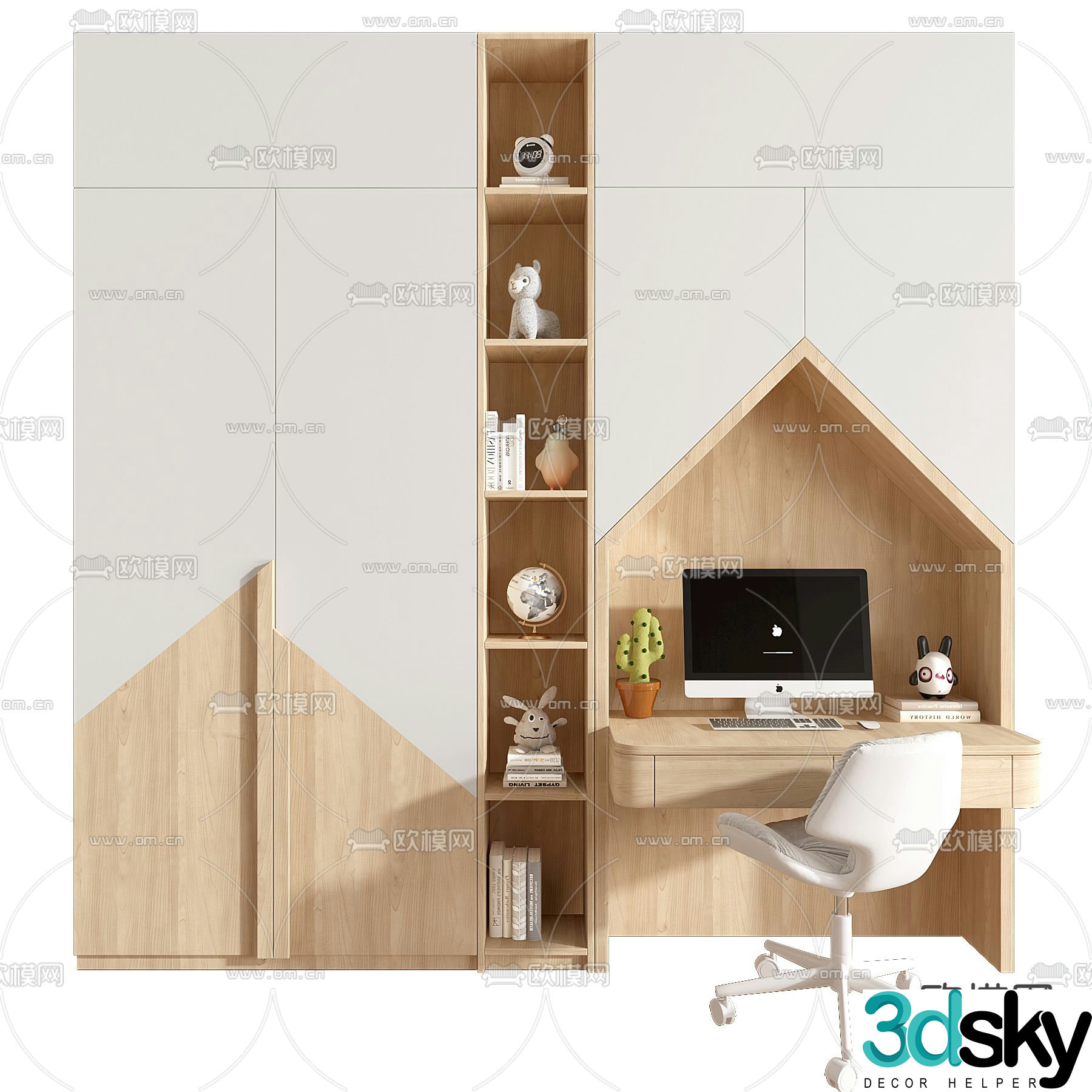 Children’s desk bookcase 3d model