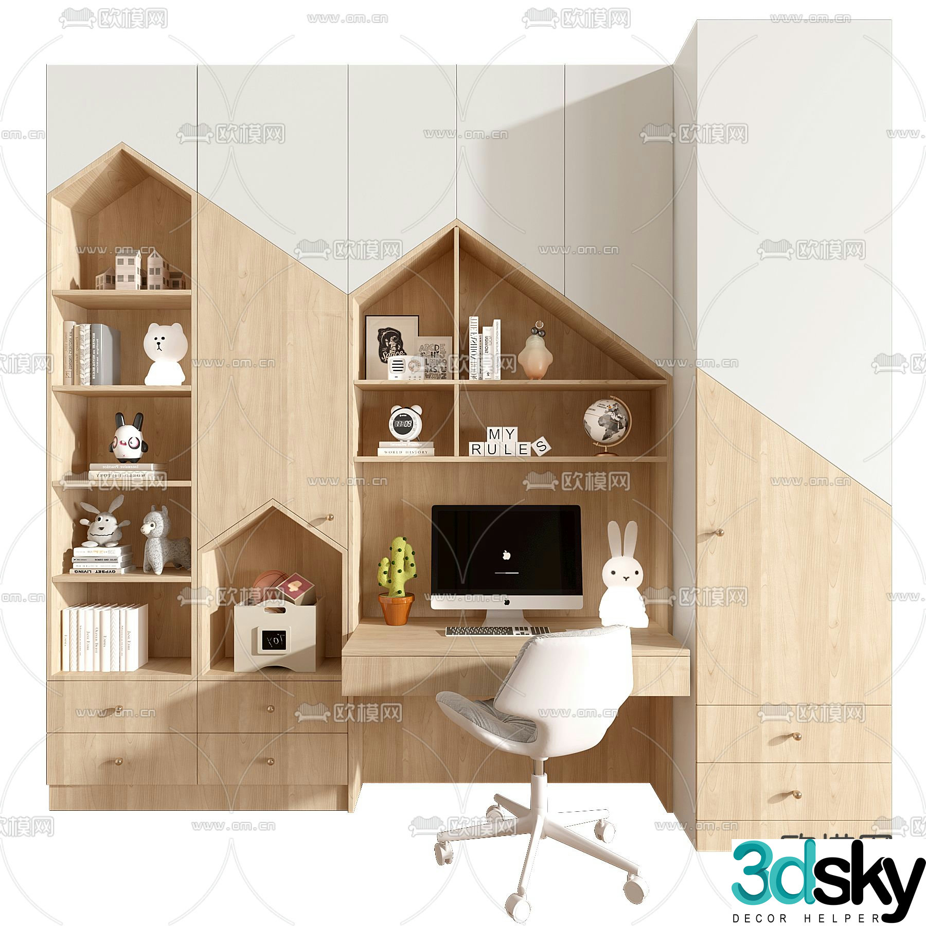 Children’s desk bookcase 3d model