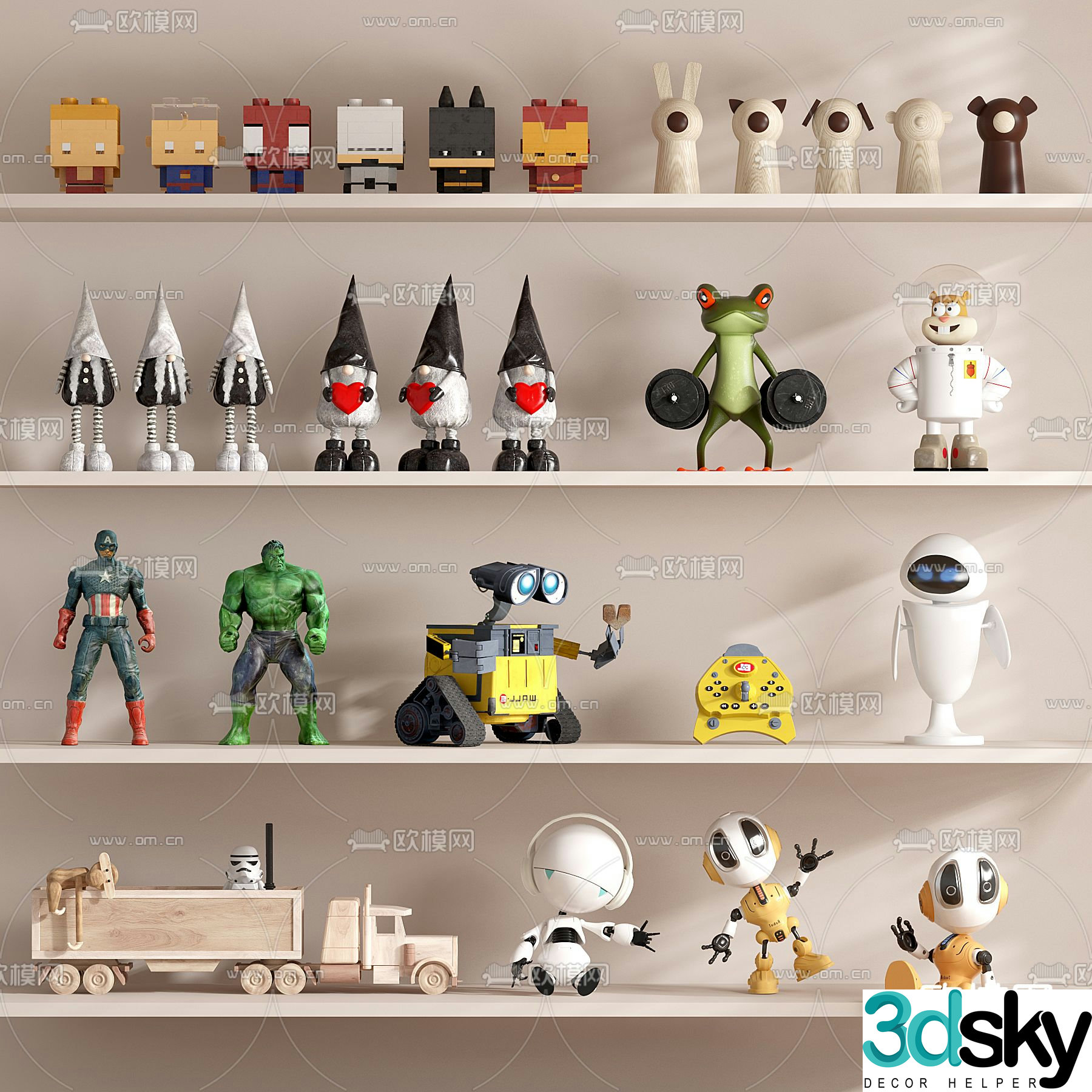 Children’s ornaments toys cars figures 3D models