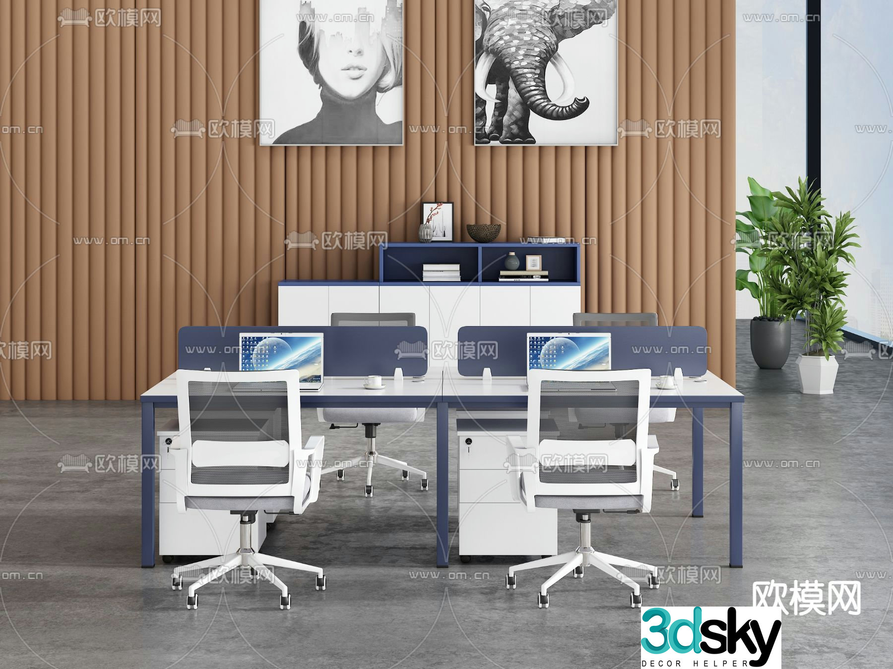 Card space desk workstation 3D model